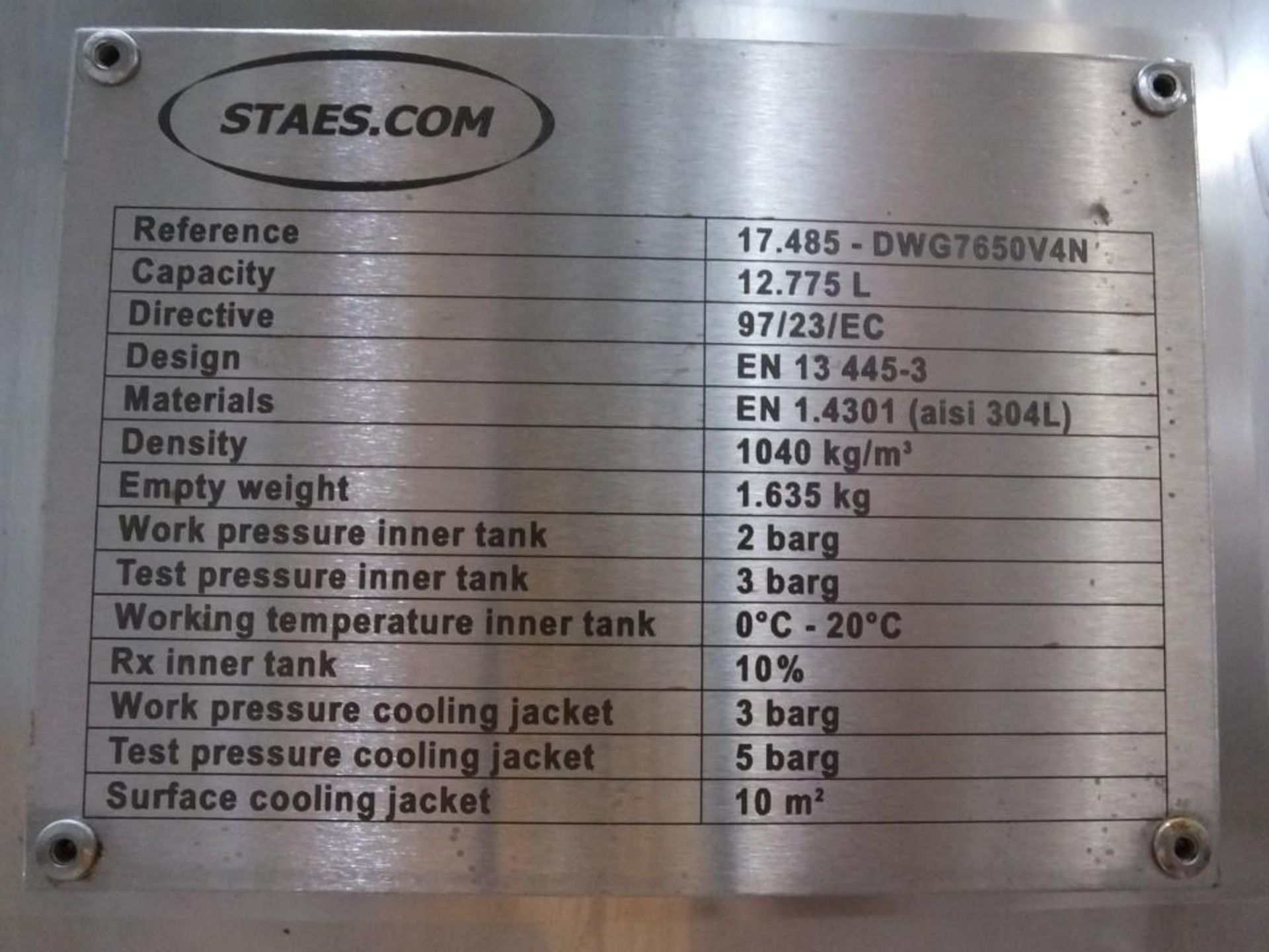 Staes CT20/BT7 100 BBL S/S Jacketed Tank - Image 4 of 7