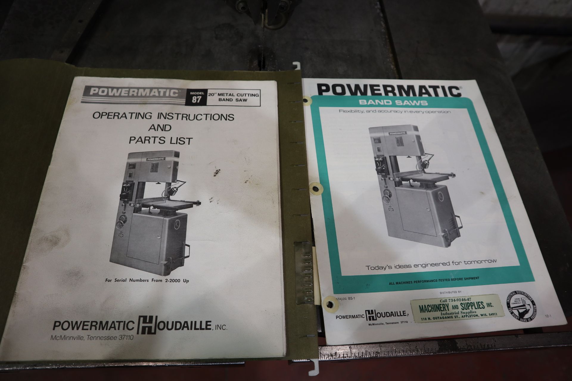 POWERMATIC VERTICAL METALCUTTING BANDSAW MODEL 87, 20", S/N 287208 **Rigging provided exclusively by - Image 2 of 3