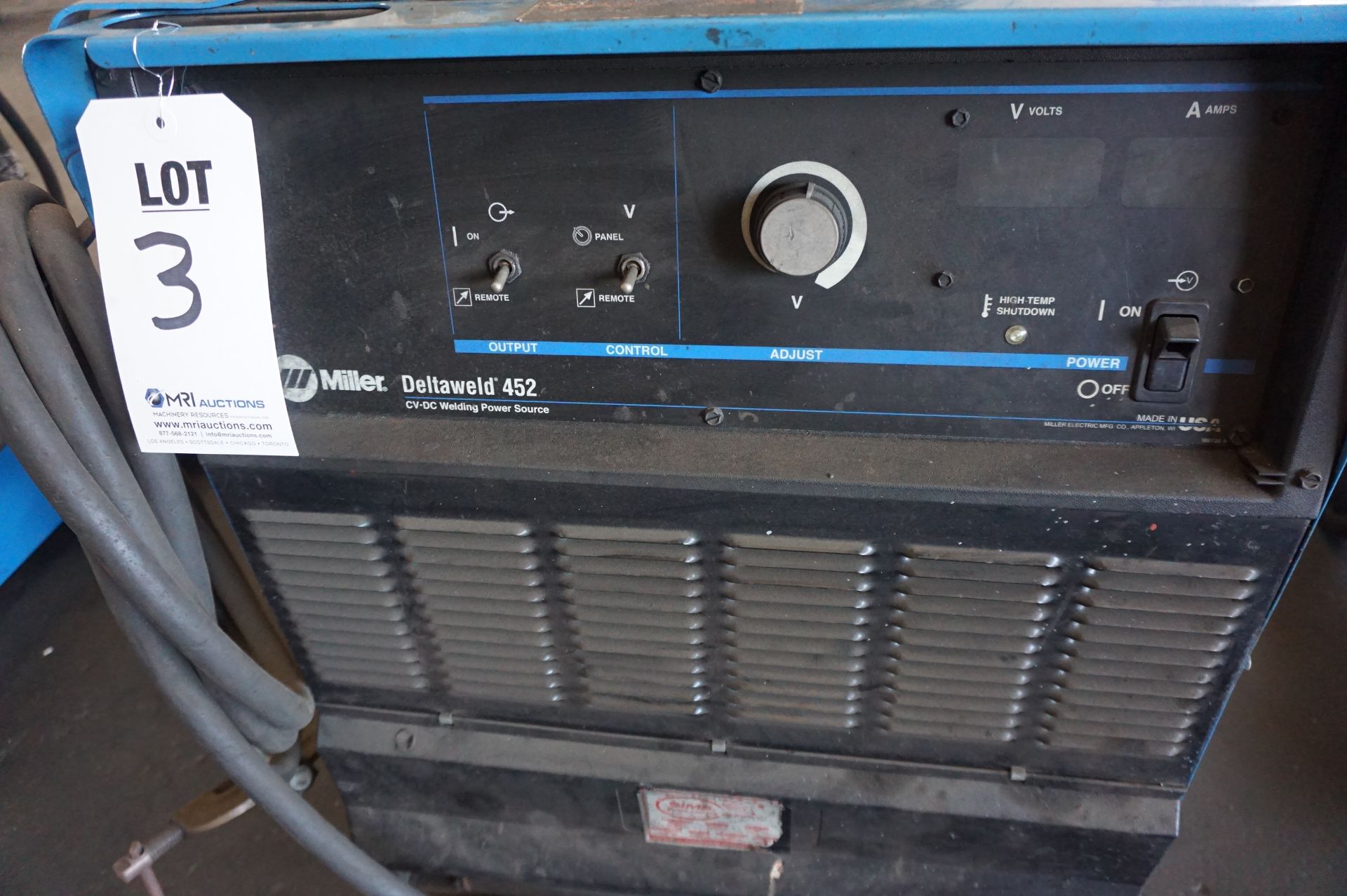 LOT TO INCLUDE: (1) MILLER DELTAWELD 452 CV-DC WELDING POWER SOURCE, (1) MILLER S-74 SERIES WIRE - Image 3 of 6