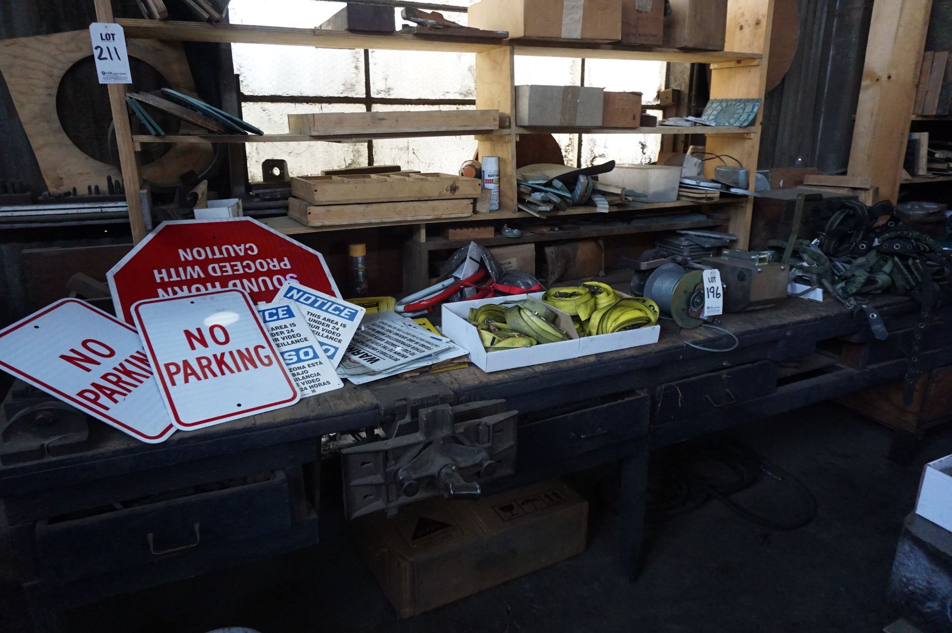 SAFETY LOT TO INCLUDE: MISC. SIGNAGE, ROPE LADDERS, RIGGING STRAPS, WINCHES FOR SAFETY HARNESS,