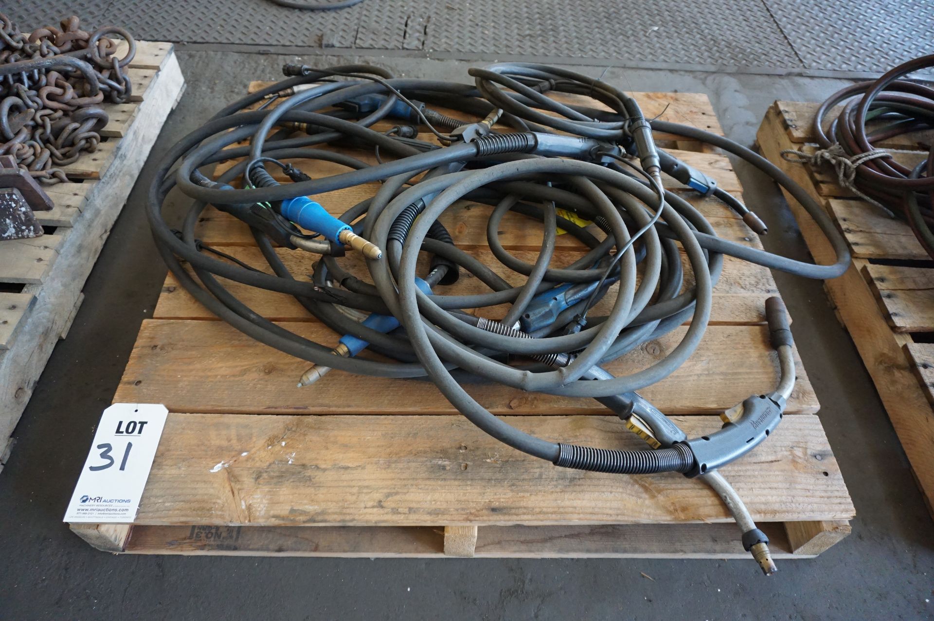 PALLET OF MISC. DIEHARD, LINCOLN, AND MILLER WELD TORCHES AND CABLES