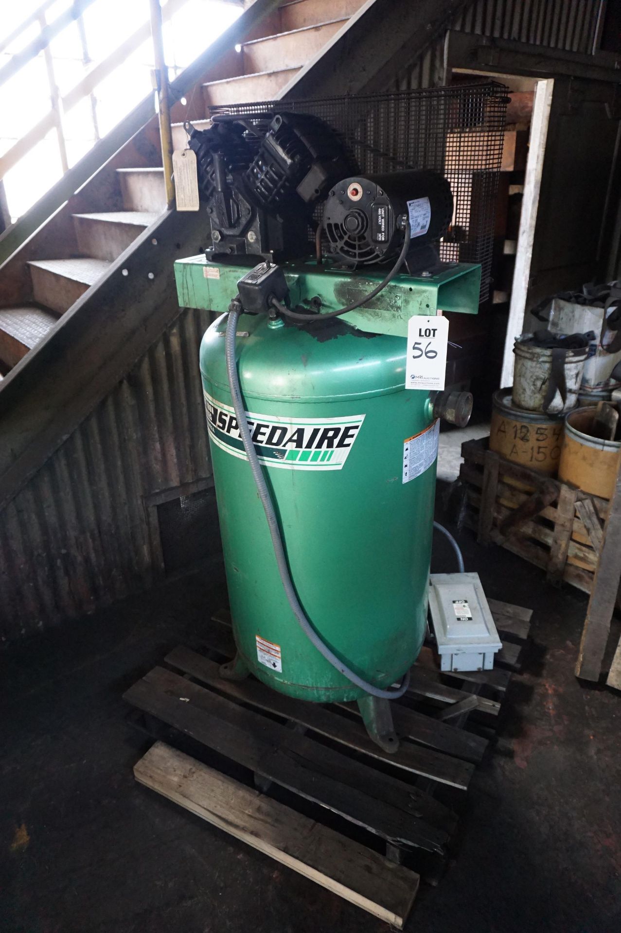 SPEEDAIRE MODEL 3JR77 AIR COMPRESSOR, 5 HP, 80 GALLON TANK, S/N L 1/10/2001-00019