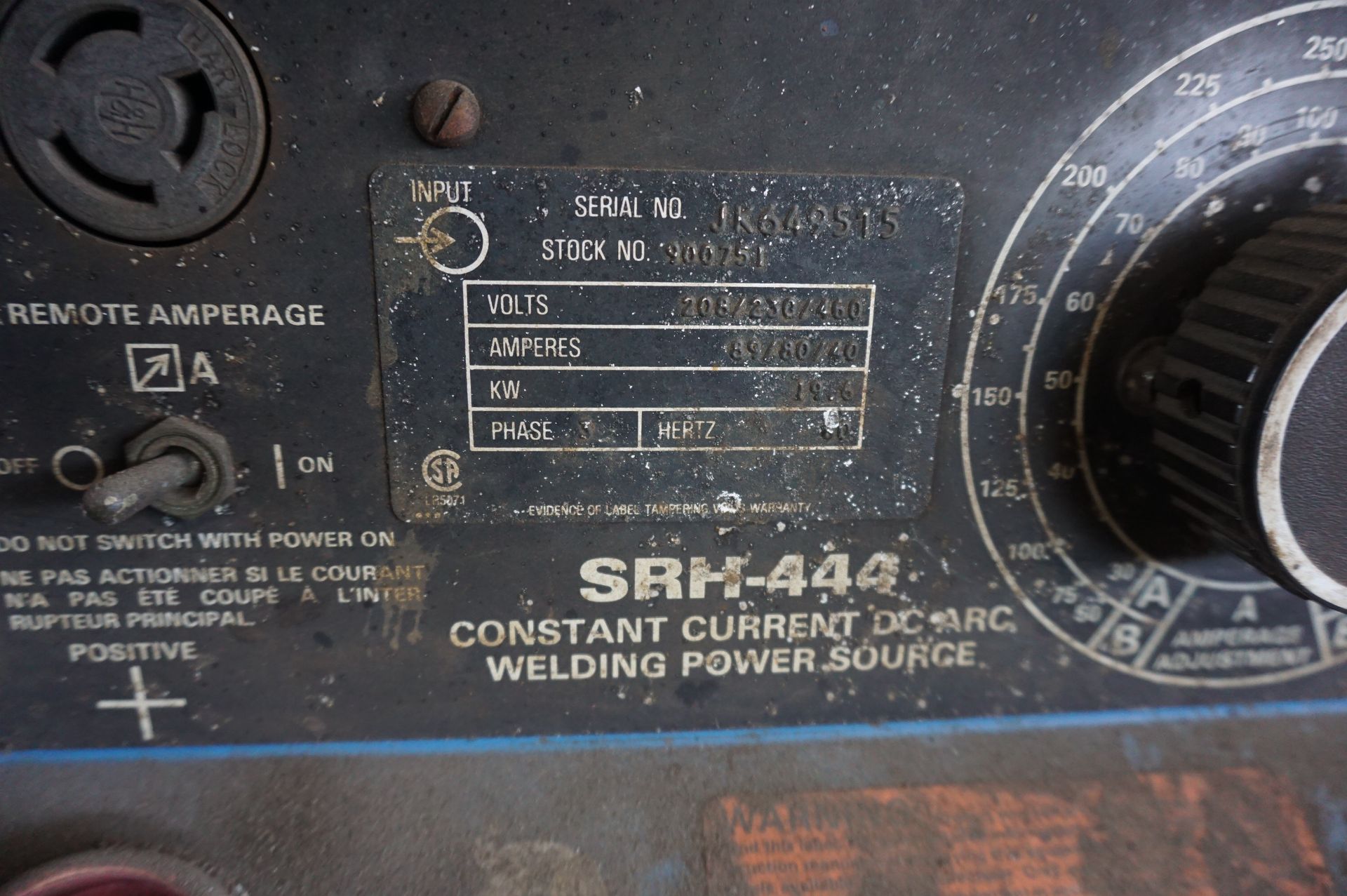 MILLER SRH-444 CONSTANT CURRENT DC ARC WELDING POWER SOURCE - Image 2 of 3