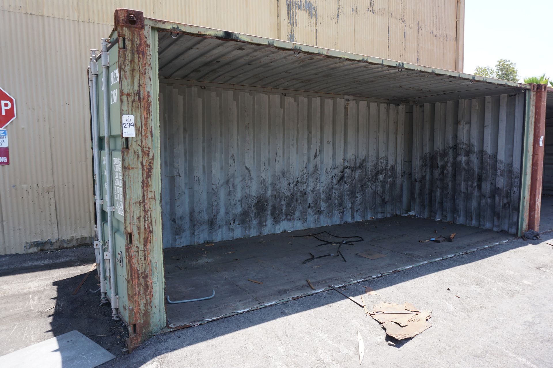 20' STEEL CONTAINER, SIDE MISSING, USED AS STORAGE