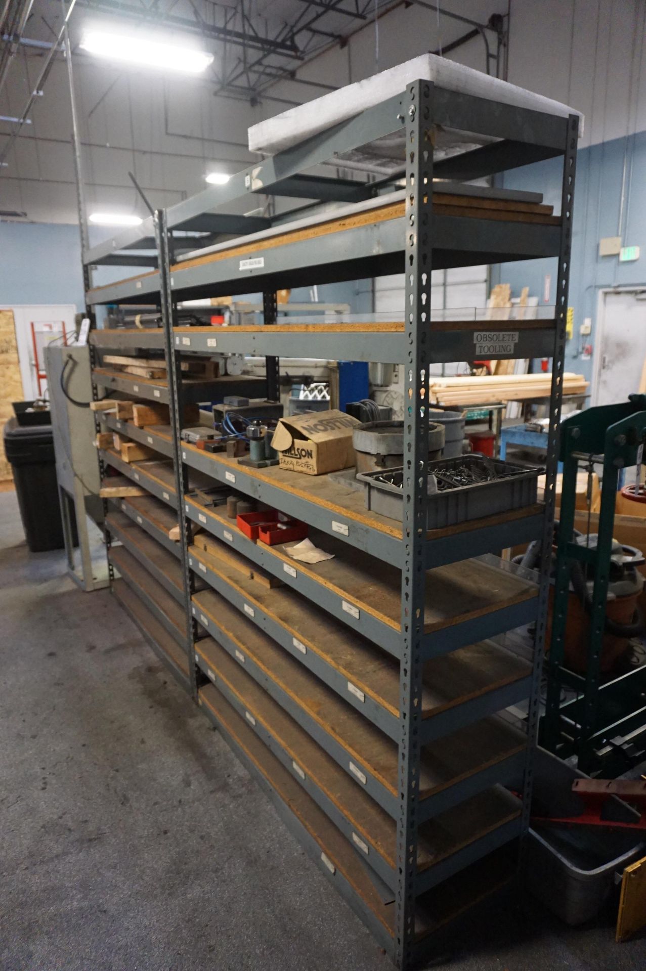 MISC. STEEL MODULAR SHELVING AND STORANGE RACKS WITH CONTENTS TO INCLUDE: MISC. MOTORS, ULINE BOXES, - Image 10 of 12