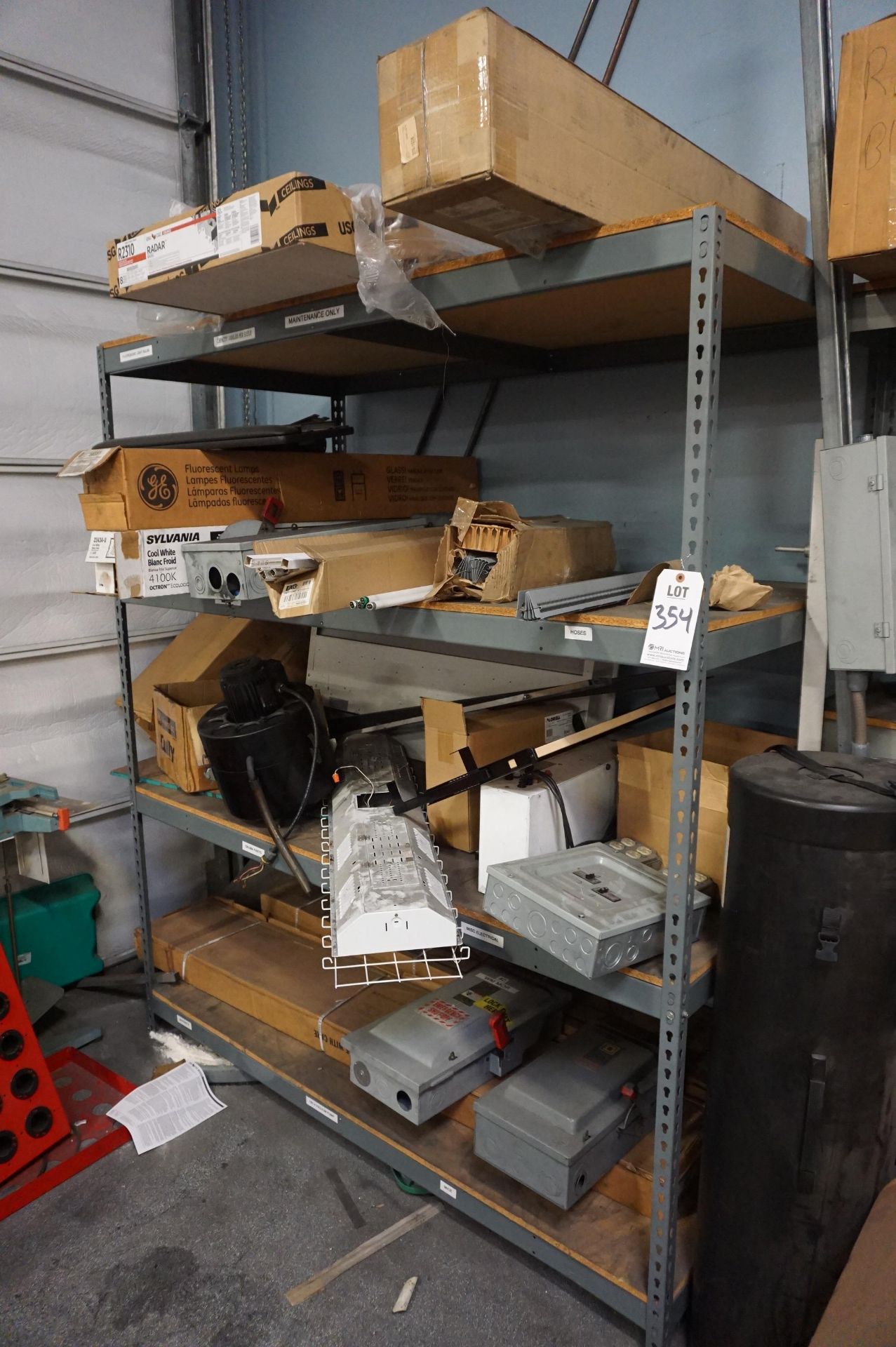 STEEL SHELVING AND CARTS WITH CONTENTS TO INCLUDE BUT NOT LIMITED TO: ROYAL FILTERMIST MIST