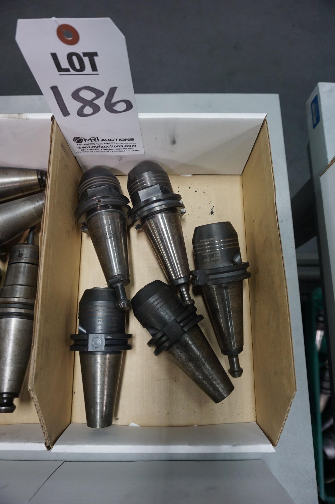 (5) MISC. CAT 40 TOOL HOLDERS, SCHUNK, HAAS PULL STUDS