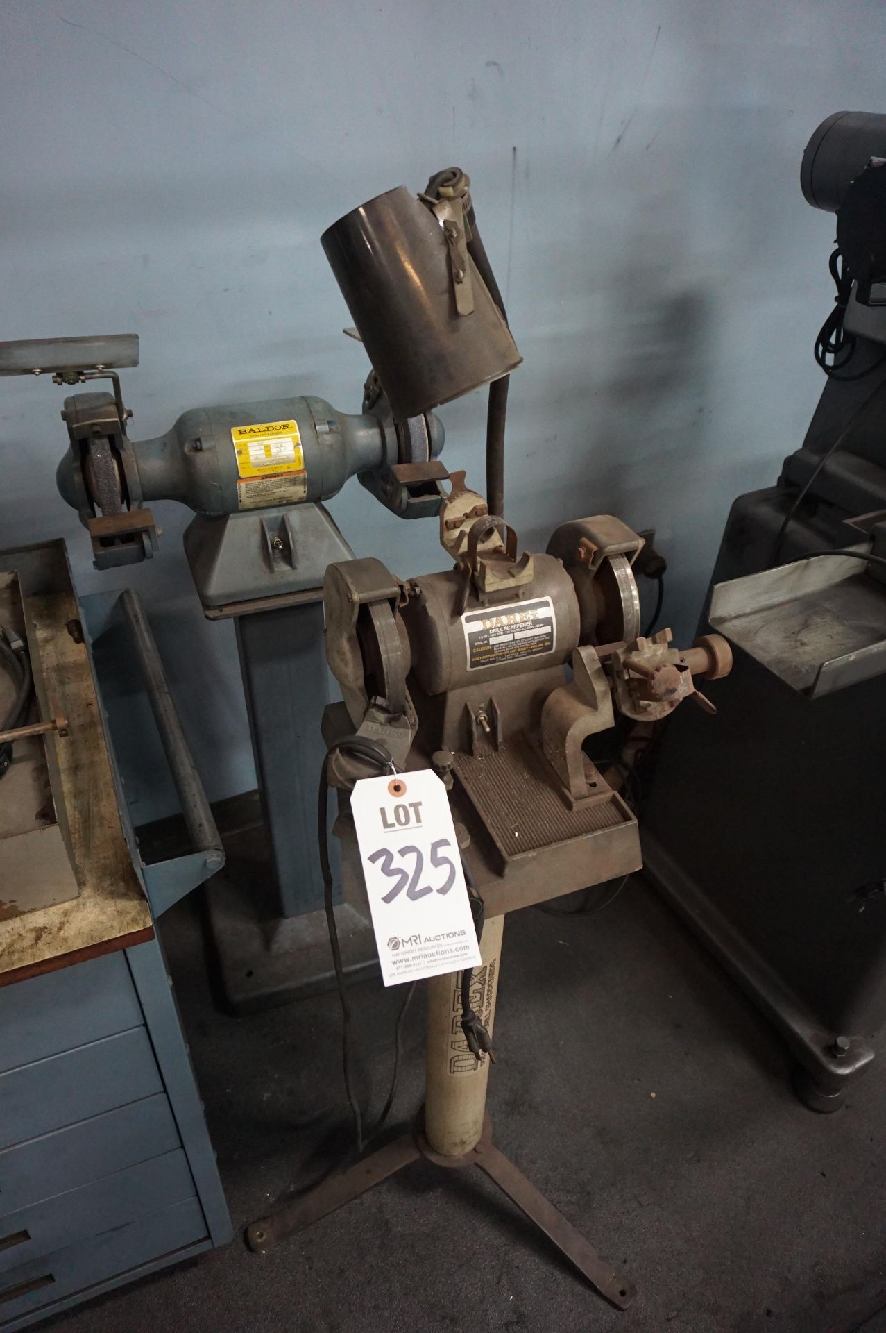 LOT TO INCLUDE: (1) DAREX DRILL SHARPENER, 1/3 HP, 3450 RPM, (1) BALDOR PEDESTAL GRINDER MODEL 7307,