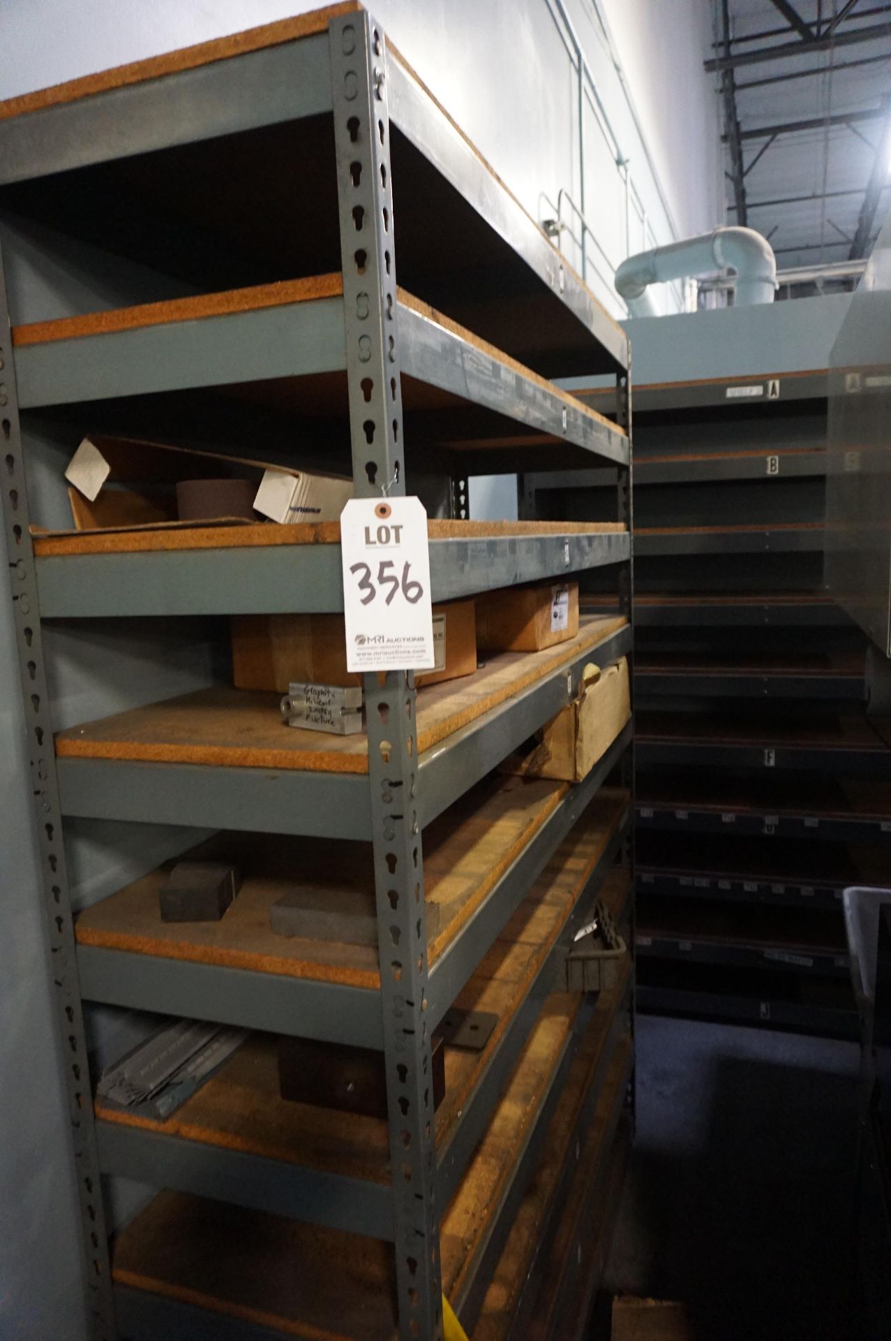 MISC. STEEL MODULAR SHELVING AND STORANGE RACKS WITH CONTENTS TO INCLUDE: MISC. MOTORS, ULINE BOXES, - Image 3 of 12