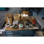 GRINDING SUPPORT LOT TO INCLUDE: VARIED SIZES OF NORTON GRINDING WHEELS