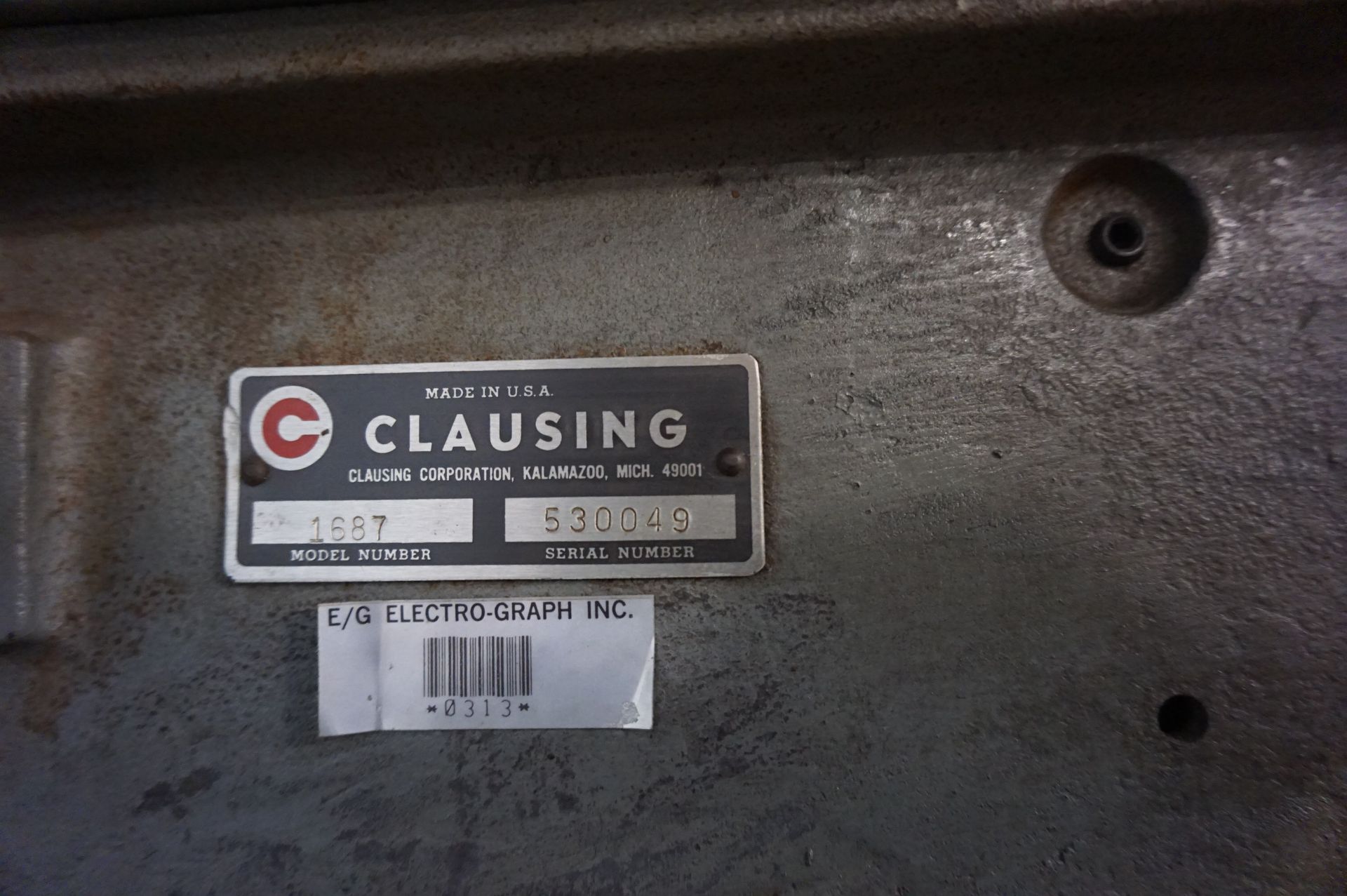 LOT TO INCLUDE: (1) CLAUSING MODEL 1687 DRILL PRESS, S/N 530049, SOLID STEEL BASE (1) DAYTON 12" - Image 3 of 5