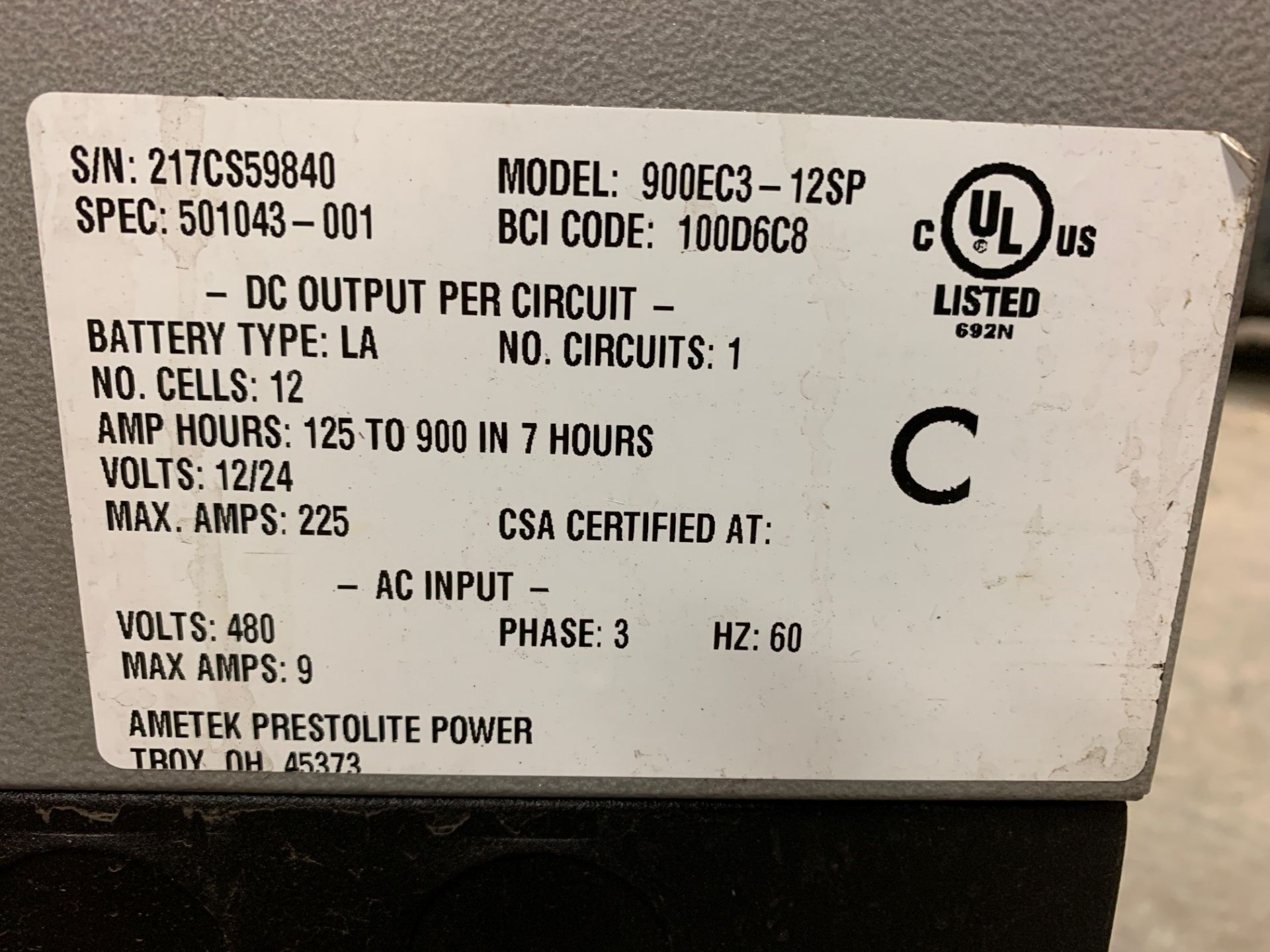 AMETEK PRESTOLITE POWER ECLIPSE II PLUS MULTI-VOLT BATTERY CHARGER, 12/24-VOLT CHARGING CAPABILITIES - Image 2 of 3