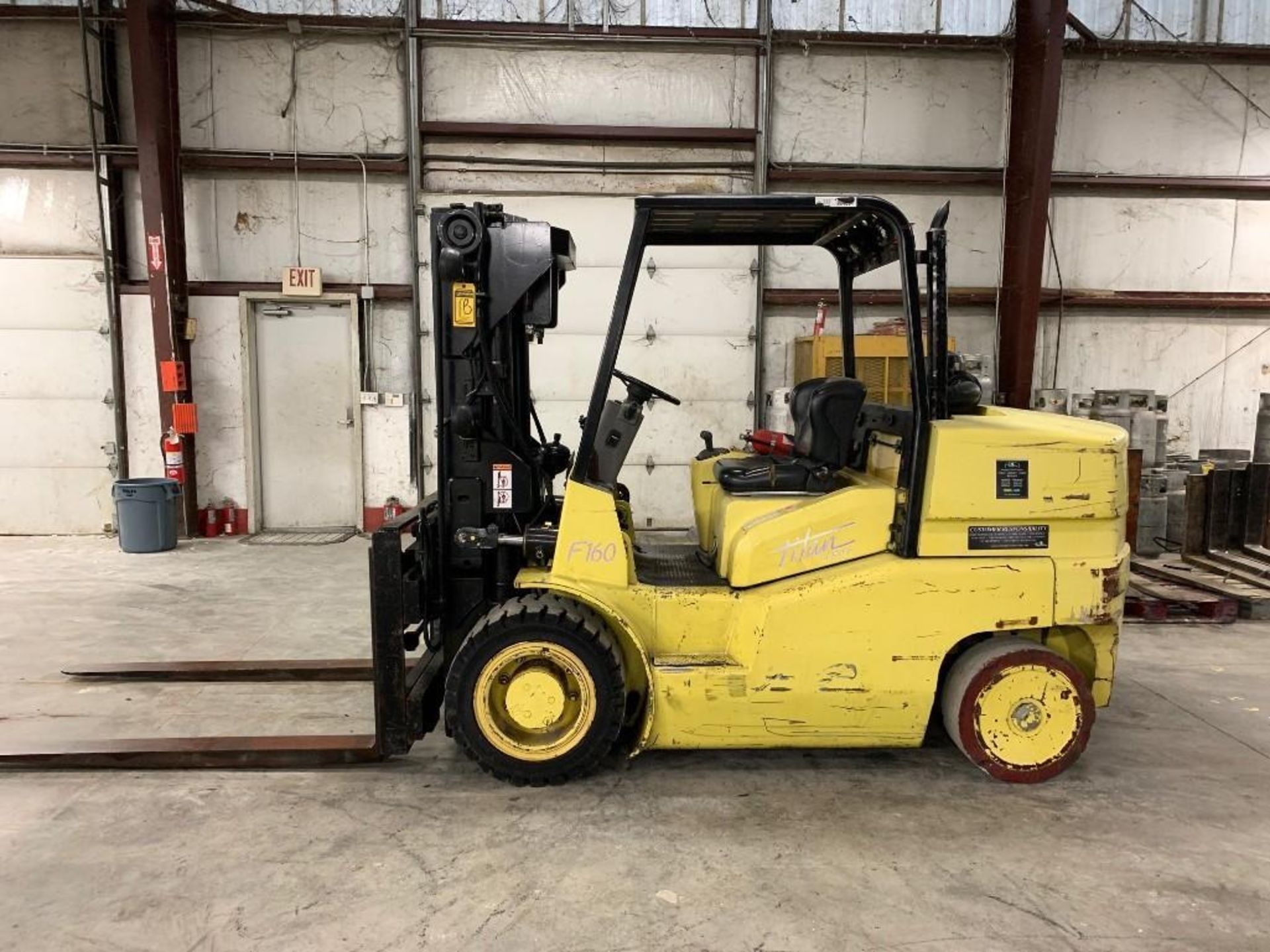 2000 TITAN 16,000-LB. CAPACITY FORKLIFT, MODEL: F160, S/N: 21638, DIESEL, SOLID TIRES, 3-SPEED LEVER