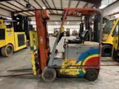 HYSTER 5,000-LB. CAPACITY FORKLIFT, MODEL: E50, S/N: N/A, 48V ELECTRIC WITH EXCELLENT BATTERY, MONOT
