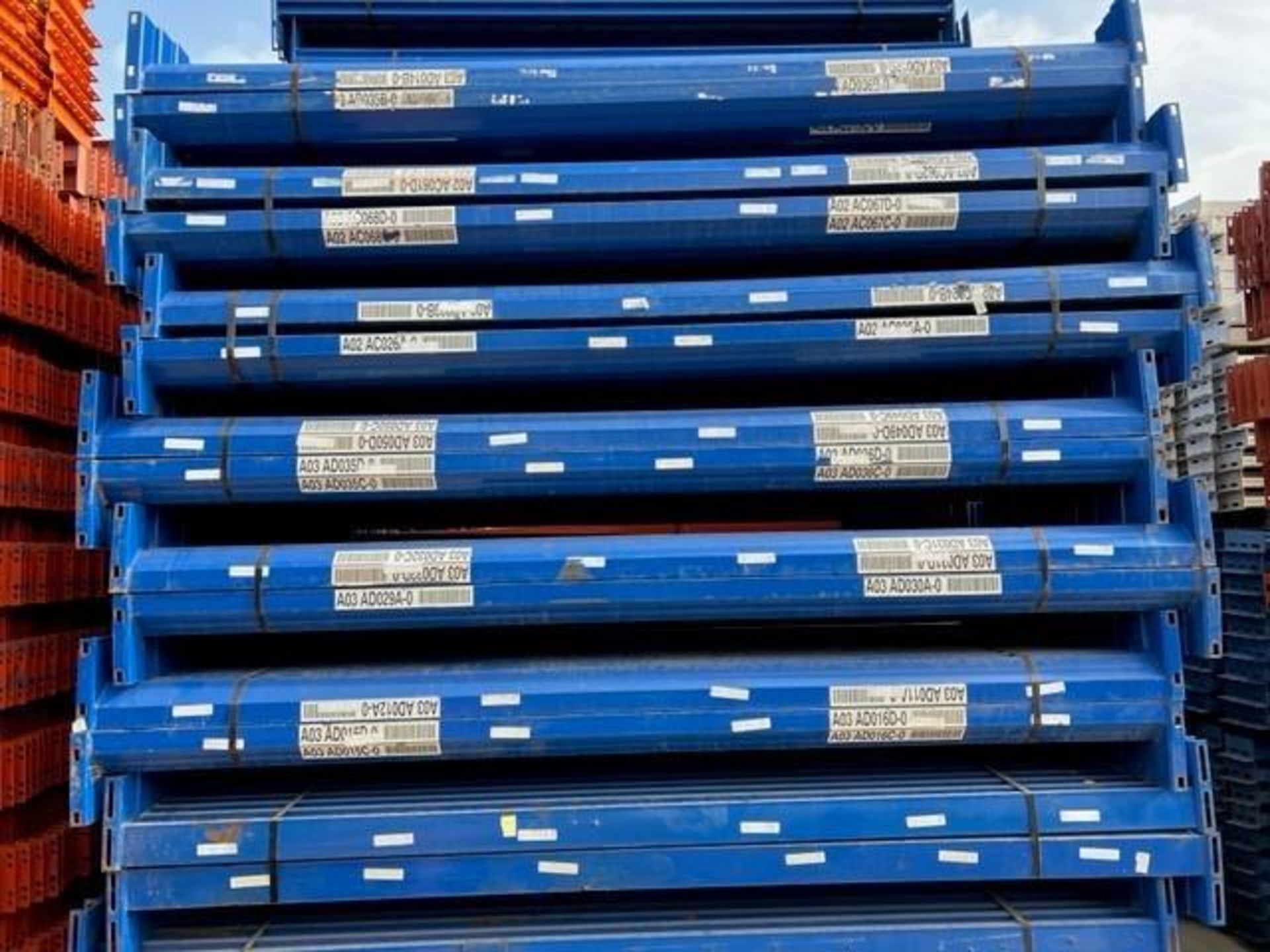 (806X) STRUCTURAL STYLE BEAMS: (178) 108'' L X 4.5'' H, PINS: 2-HOLES, COLOR: BLUE, (628) 108'' L X