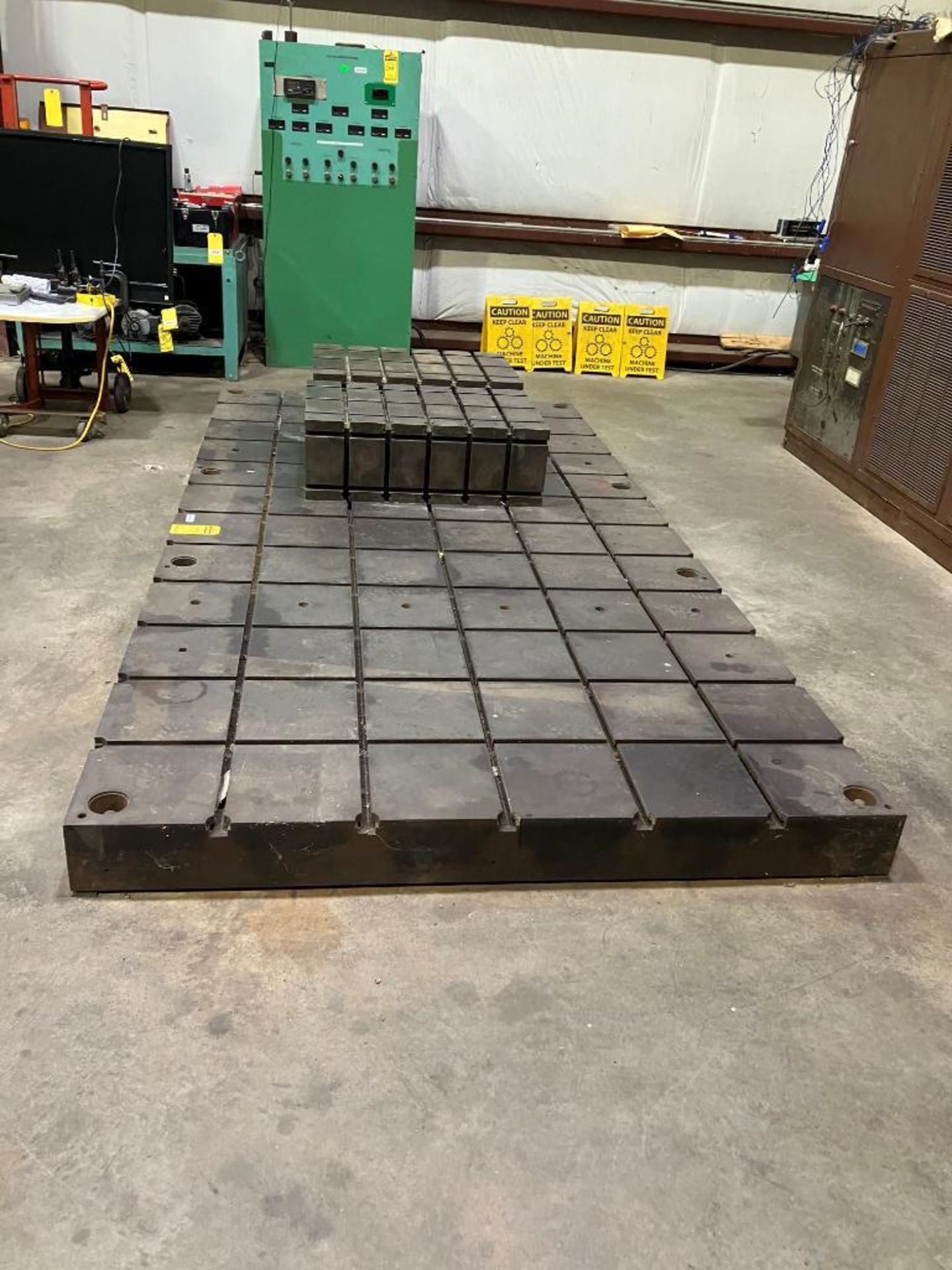 T-SLOT BASE PLATE, 144'' X 72'' X 8'', (2) T-SLOT RISER BLOCKS, 36'' X 24'' X 12''