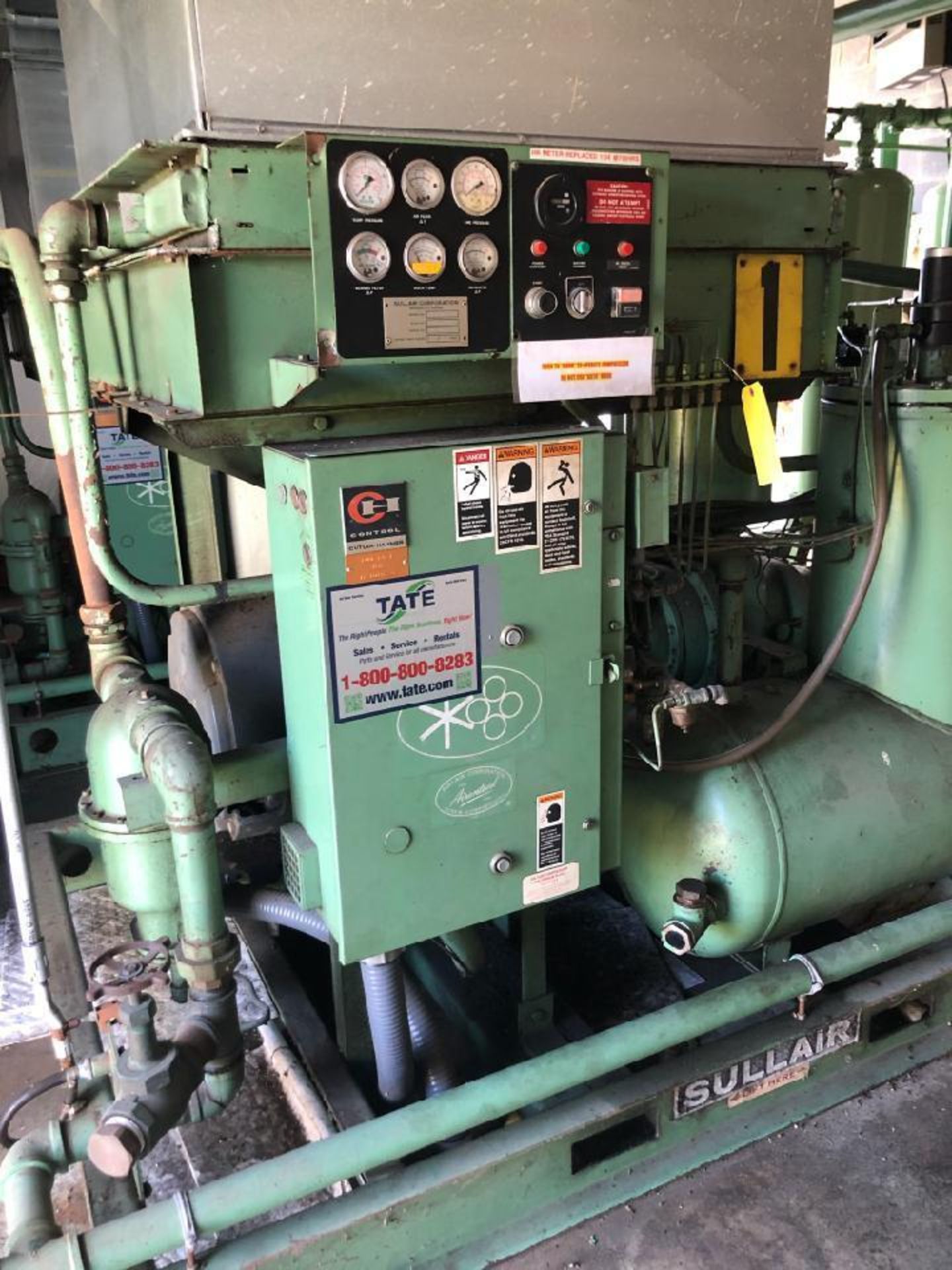 SULLAIR AIR COMPRESSOR, MODEL 20-150H, S/N 003-60238, 115/125 PSIG MAX. PRESSURE, 3,649 HOURS - Image 2 of 2