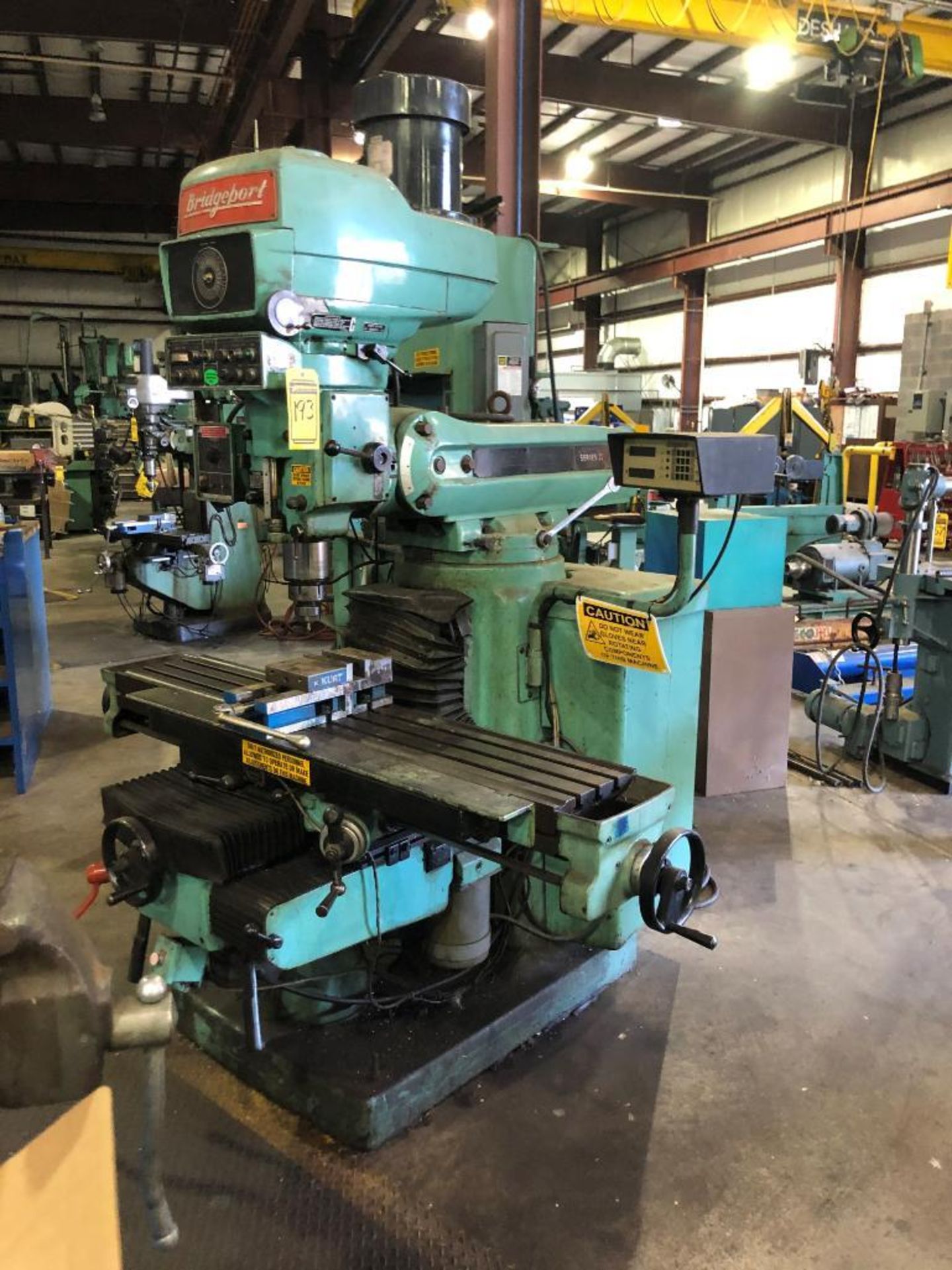 BRIDGEPORT SERIES 2 VERTICAL MILL, 2-AXIS DRO, 58'' X 11'' TABLE, KNEE BED, 50-3500 SPINDLE RPM, KUR - Image 3 of 3