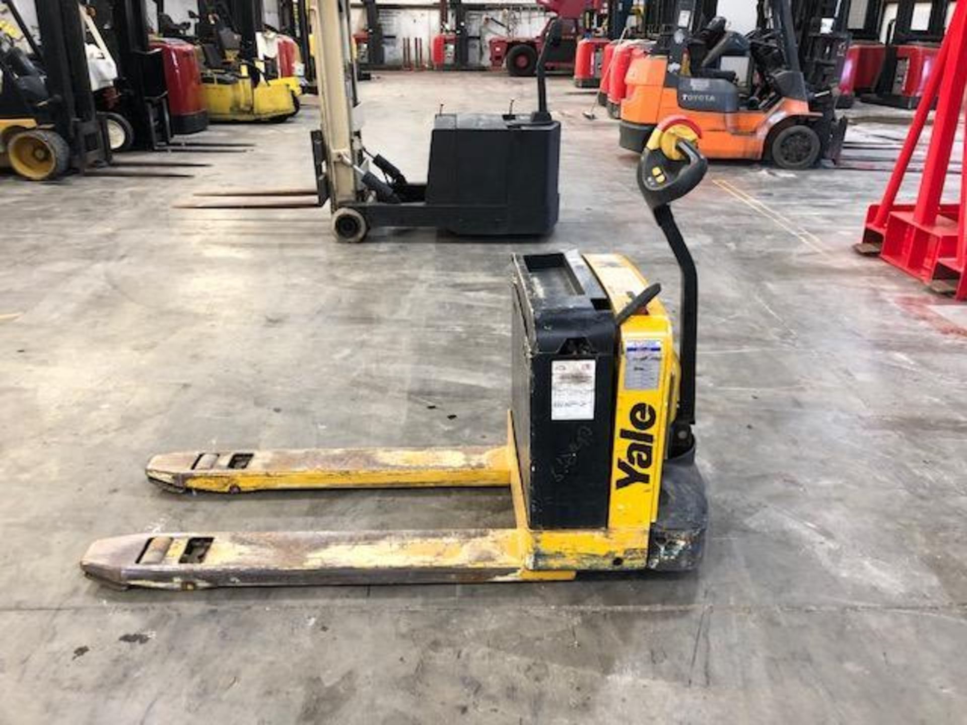 YALE 4,000 LB. CAPACITY ELECTRIC PALLET JACK, MODEL MPB040, S/N B827N05538A, 24V, 48'' FORKS, RUNS &