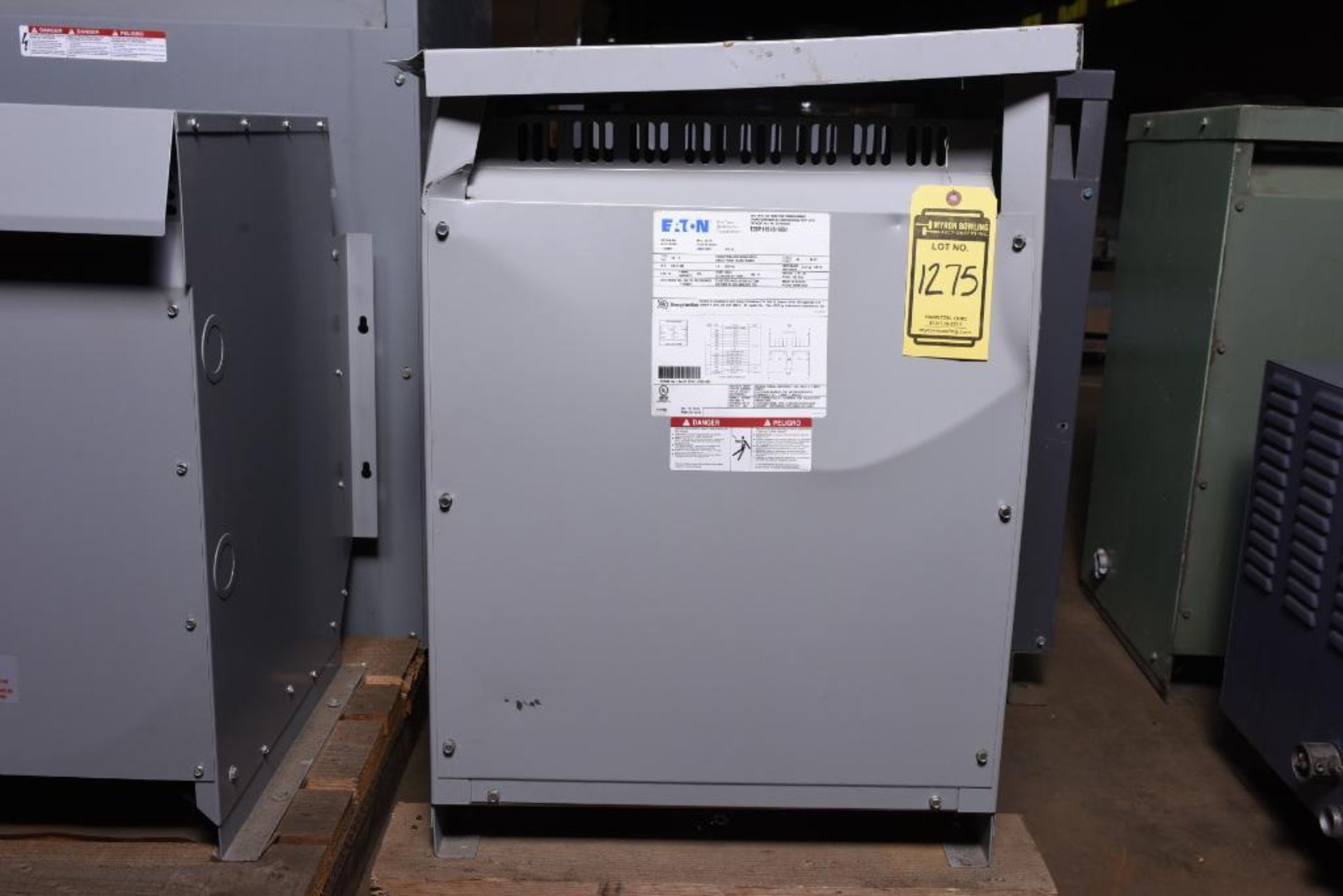 EATON DRY TYPE DISTRIBUTION TRANSFORMER, CATALOG NO. T20P11S1516CU, SINGLE PHASE, KVA: 15, HIGH VOLT