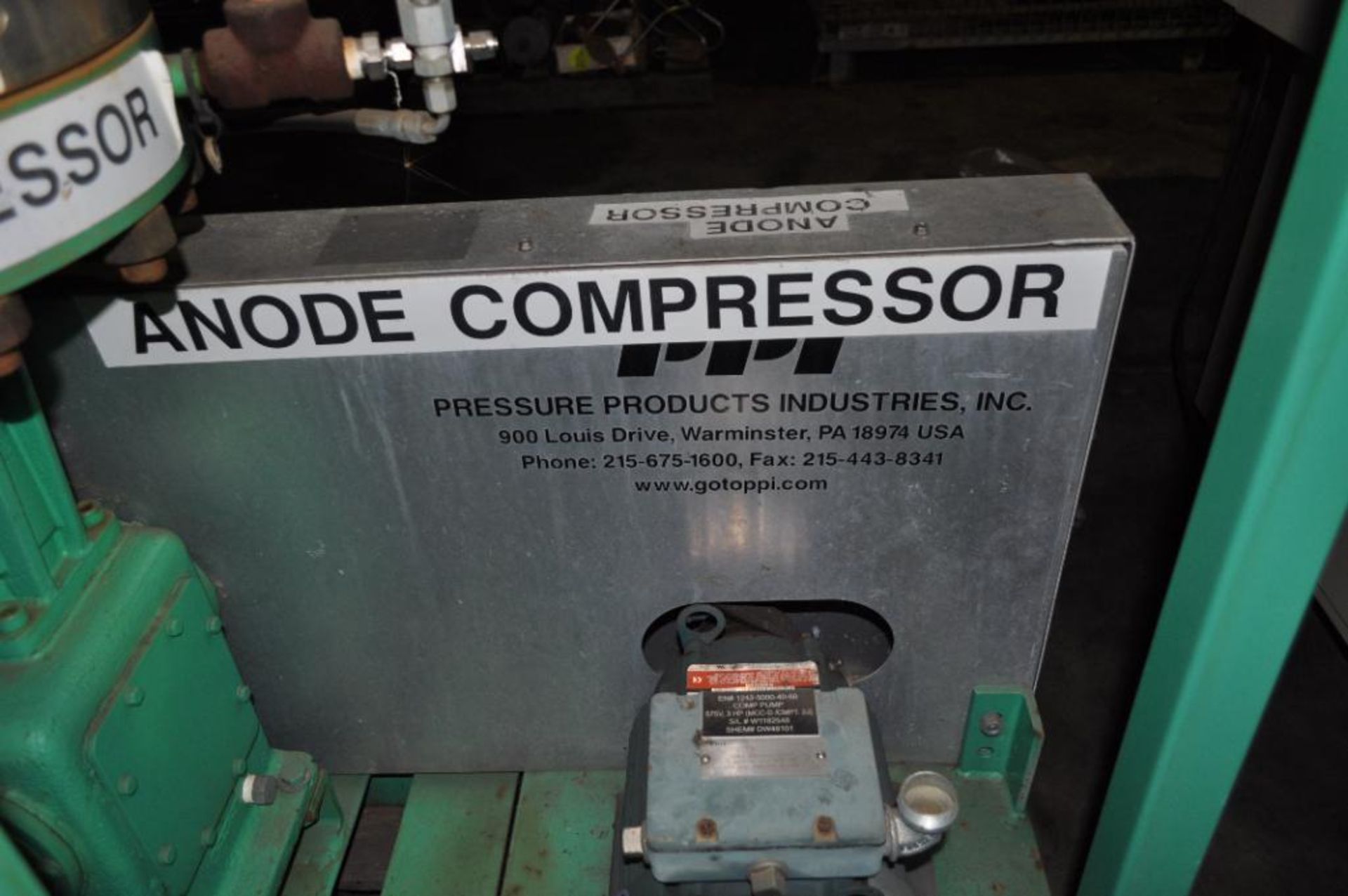 PRESSURE PRODUCTS INDUSTRIES INC. ANODE COMPRESSOR, U-439 - Image 3 of 6
