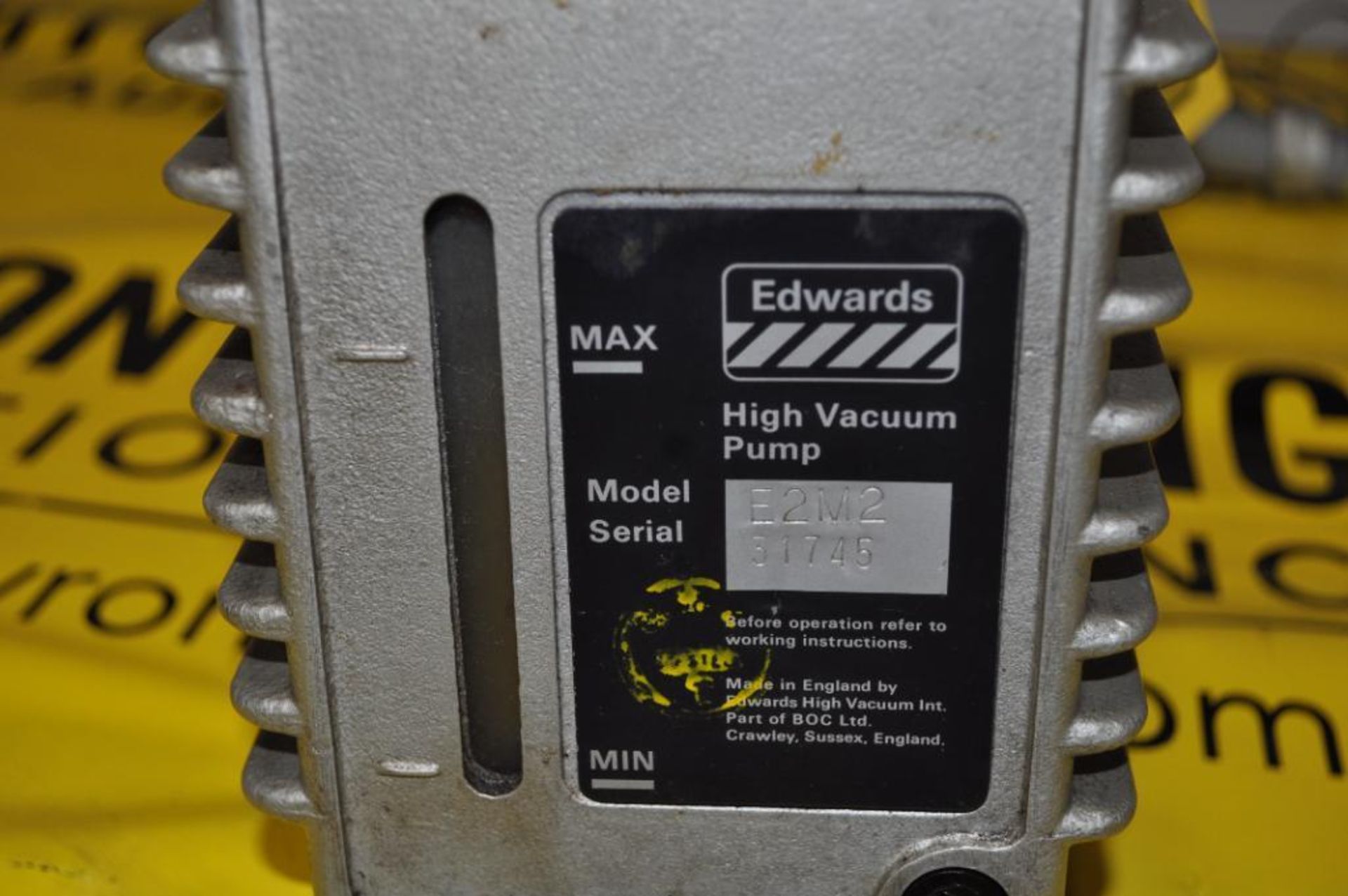 EDWARDS 2-STAGE HIGH- VACUUM PUMP, MODEL: E2M2, - Image 2 of 2