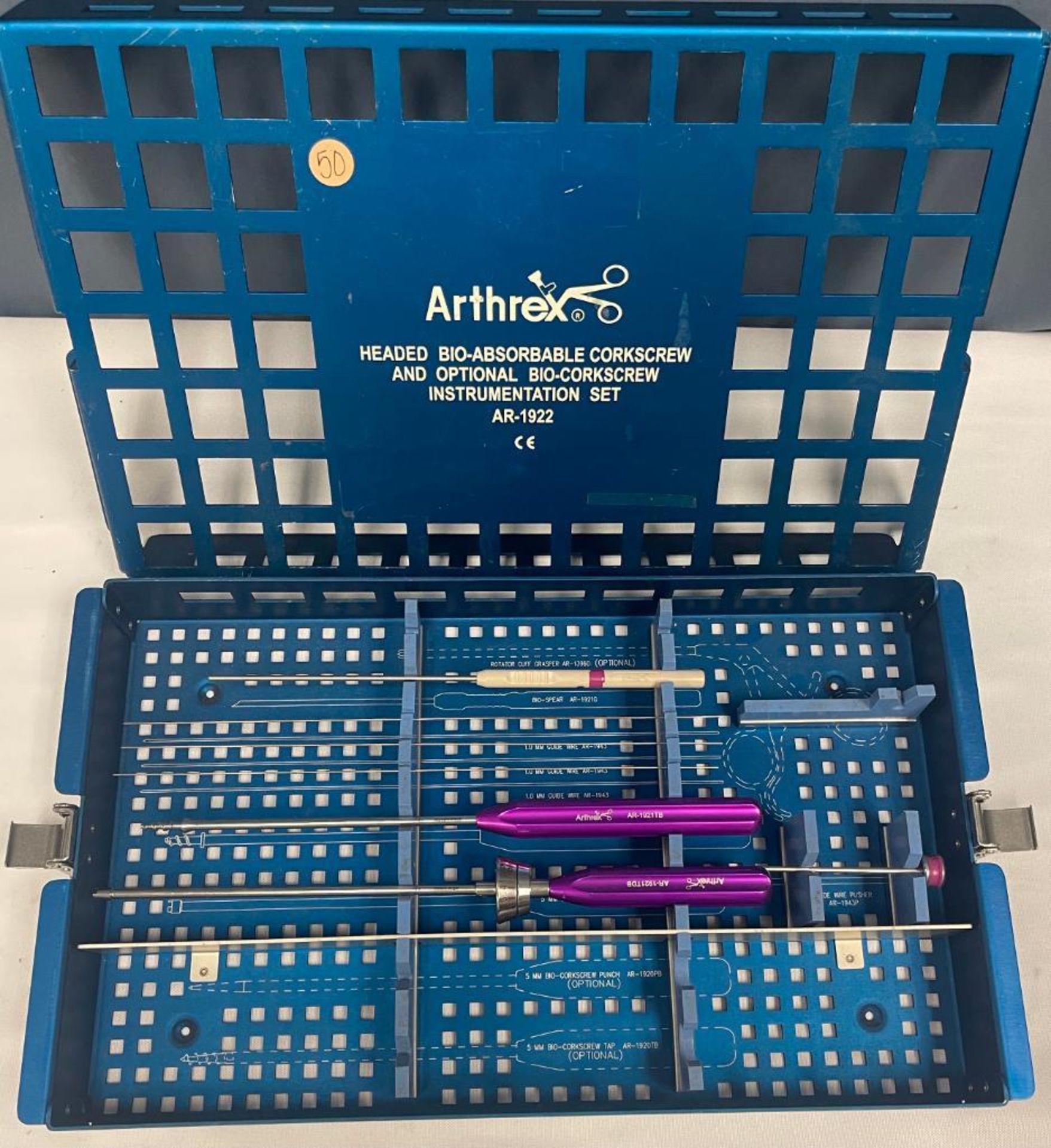 ARTHREX HEADED BIO-ABSORBABLE CORKSCREW INSTRUMENT SET, MODEL AR-1922