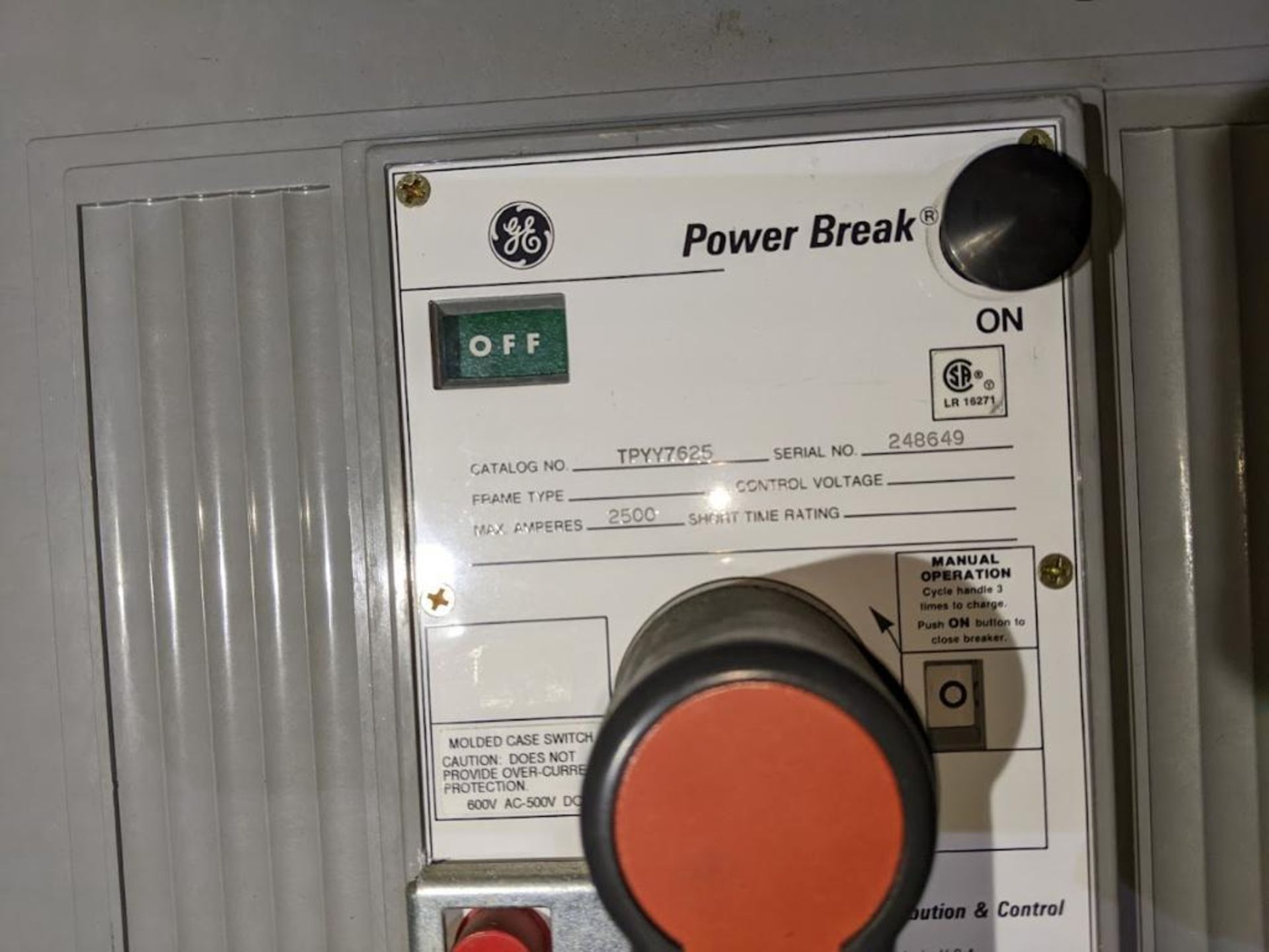 2,500 AMP GE CIRCUIT BREAKER TPYY7625 (CABINET NOT INCLUDED), HIT # 3104 - Image 2 of 2