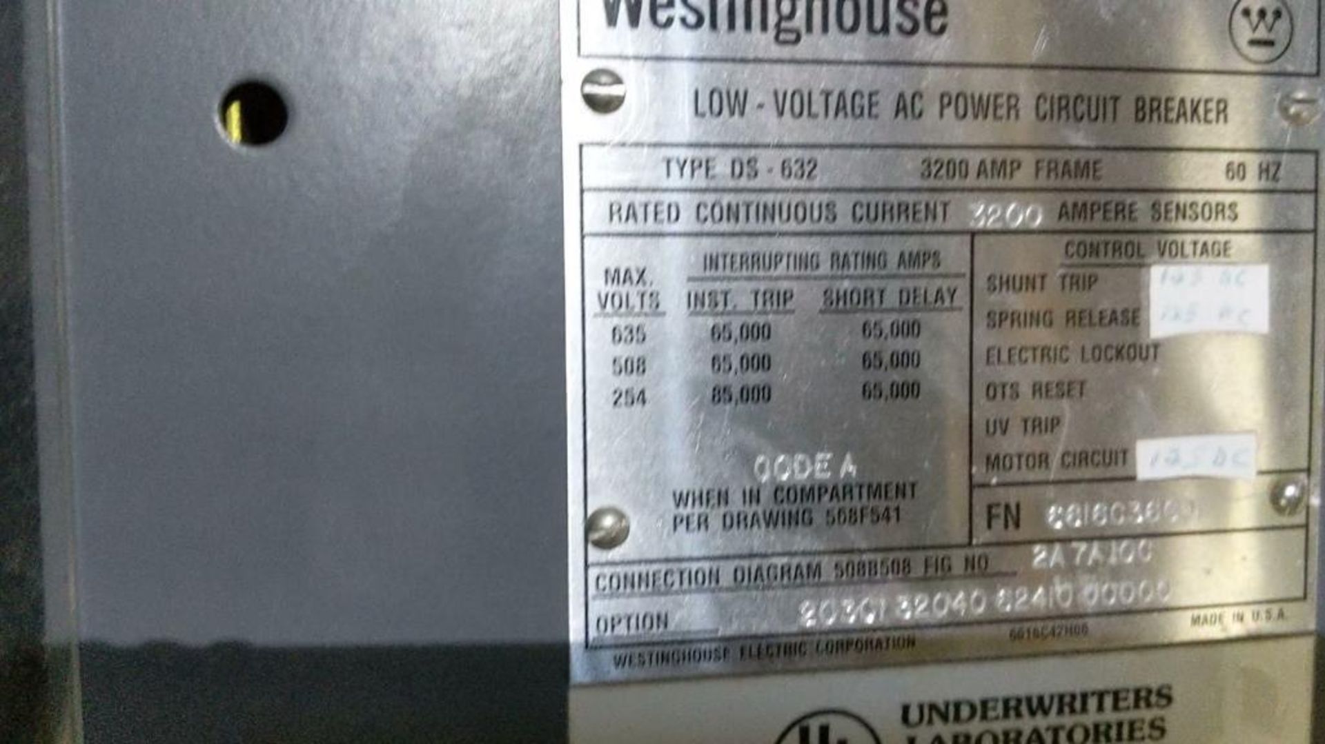 3,200 AMP WESTINGHOUSE CIRCUIT BREAKER (CABINET NOT INCLUDED), HIT # 3049 - Image 5 of 5