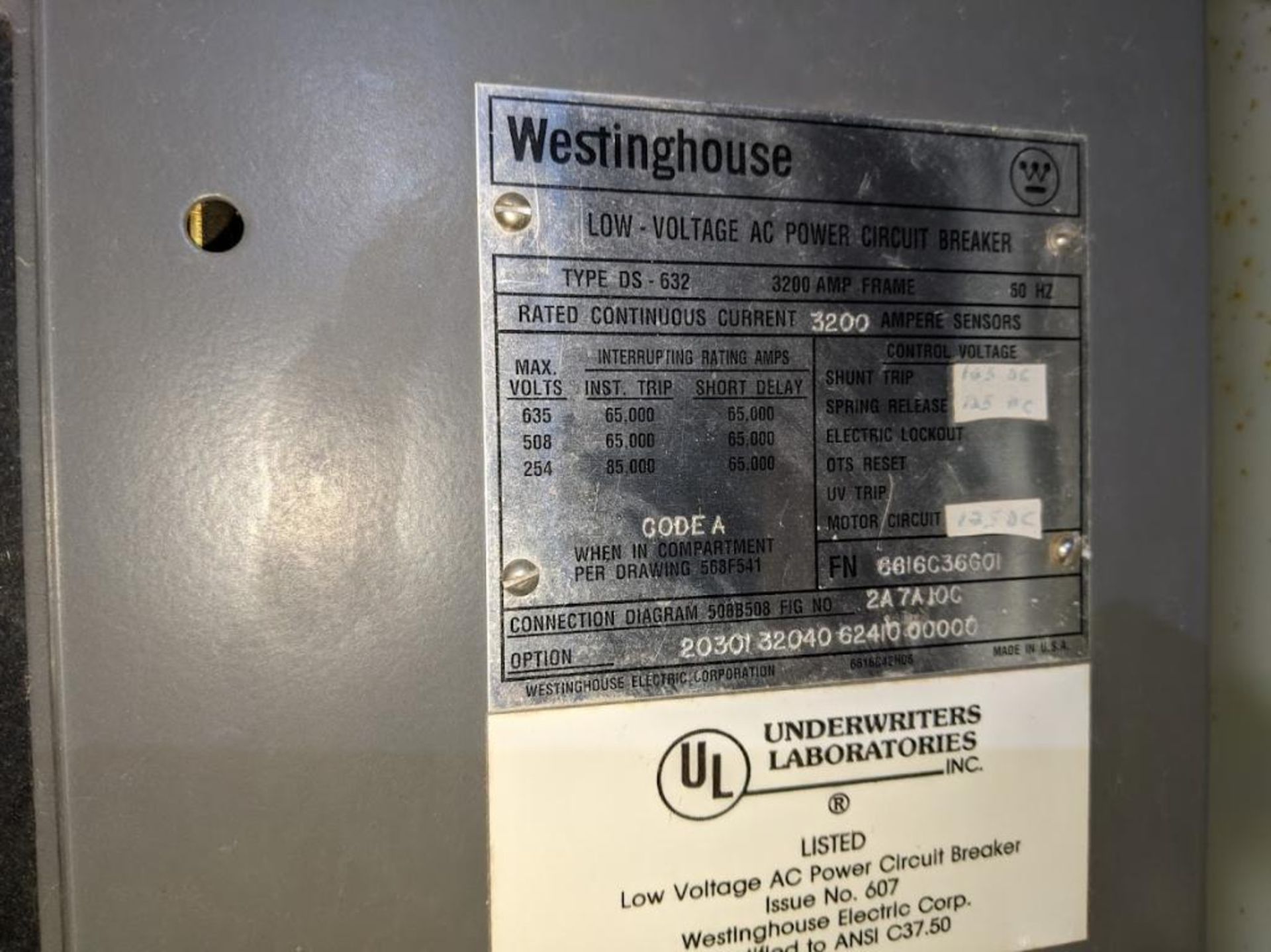 3,200 AMP WESTINGHOUSE CIRCUIT BREAKER (CABINET NOT INCLUDED), HIT # 3049 - Image 3 of 5
