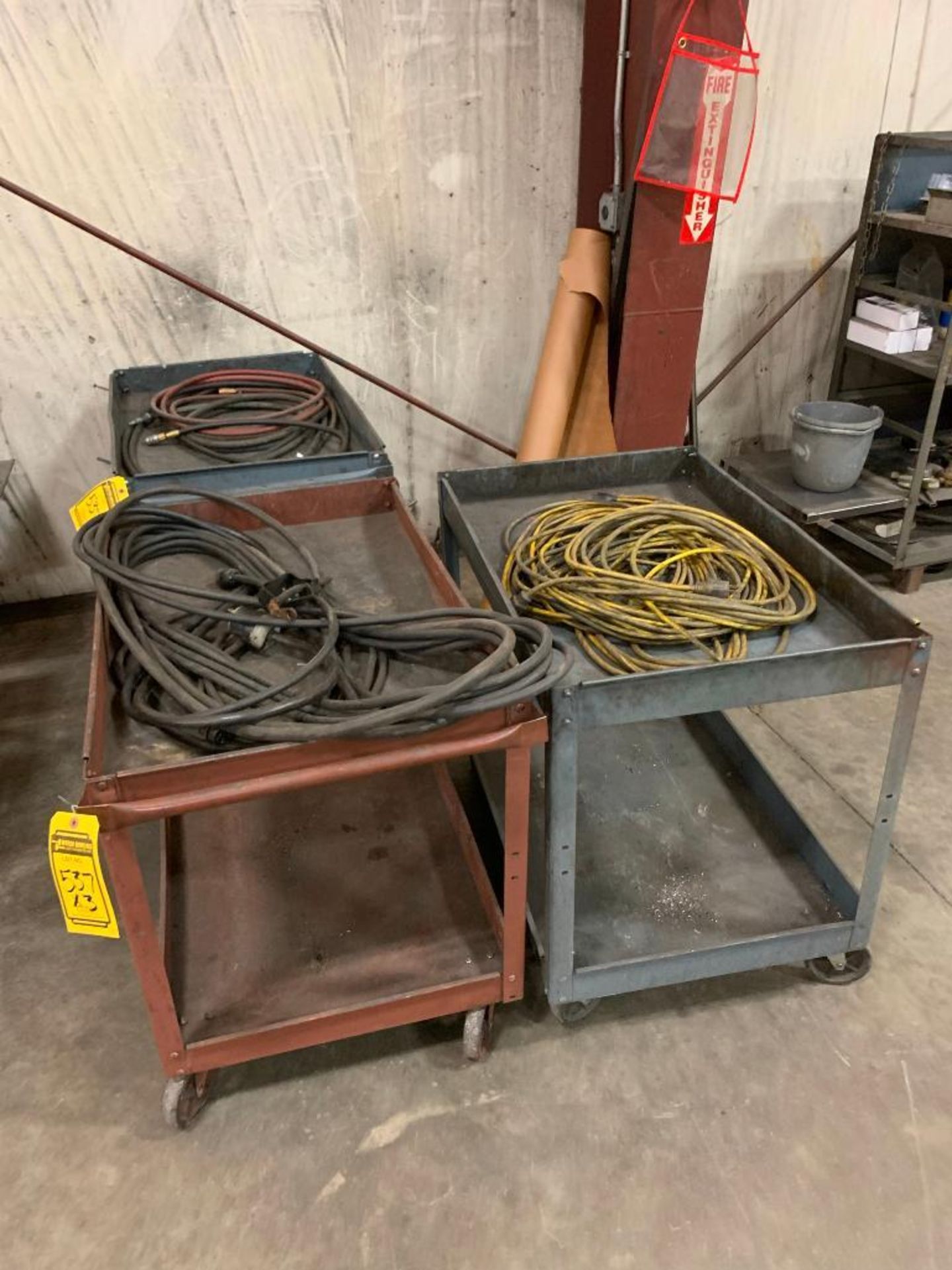 (3) CART W/ ELECTRICAL CORD, GROUND CABLE, AIR HOSE