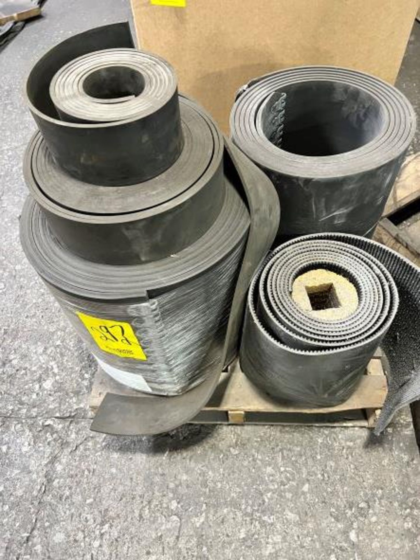 (3) ROLLS OF RUBBER CONVEYOR BELTS IN ASSORTED SIZES