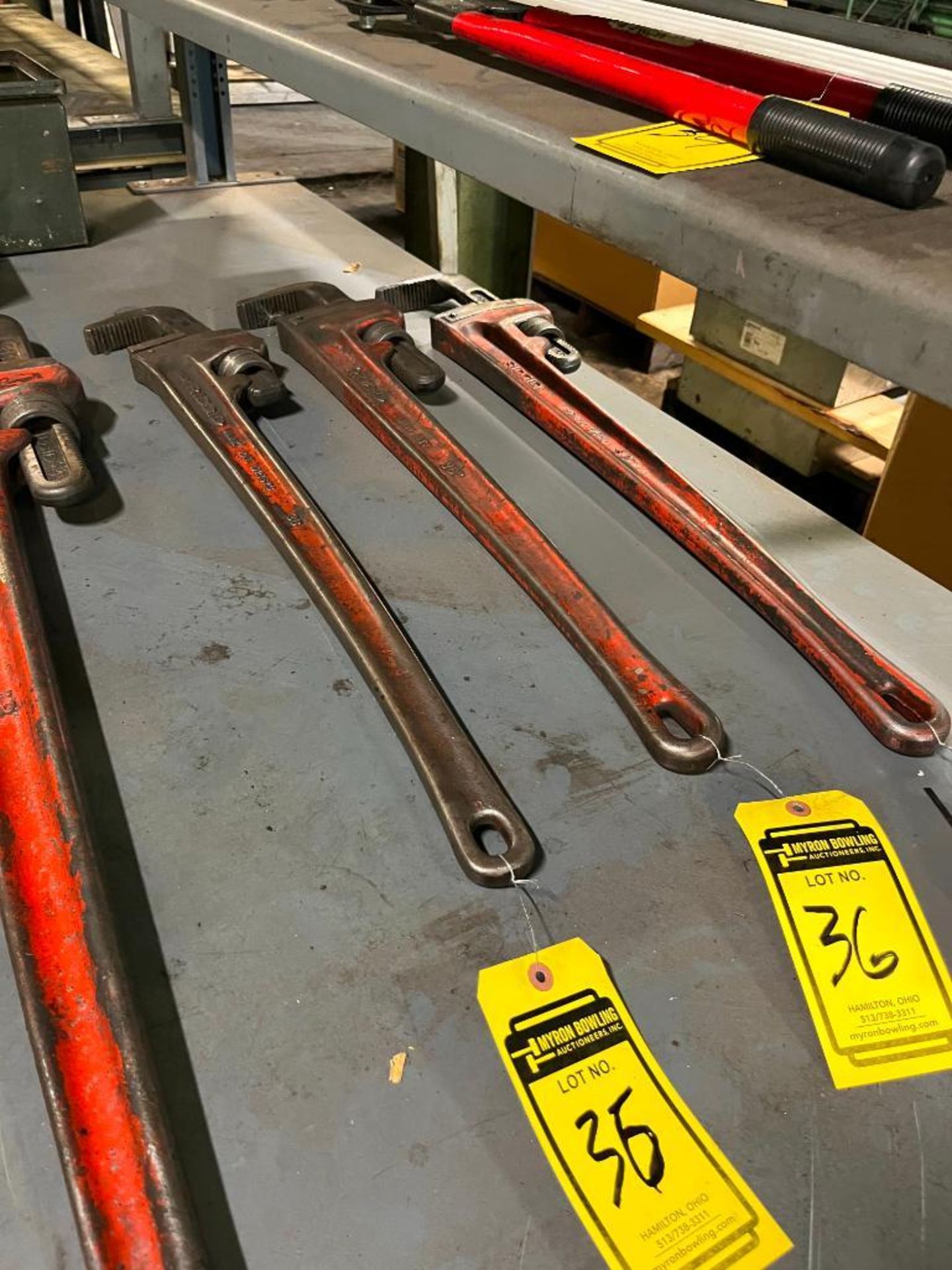 (3) RIDGID 36" PIPE WRENCHES