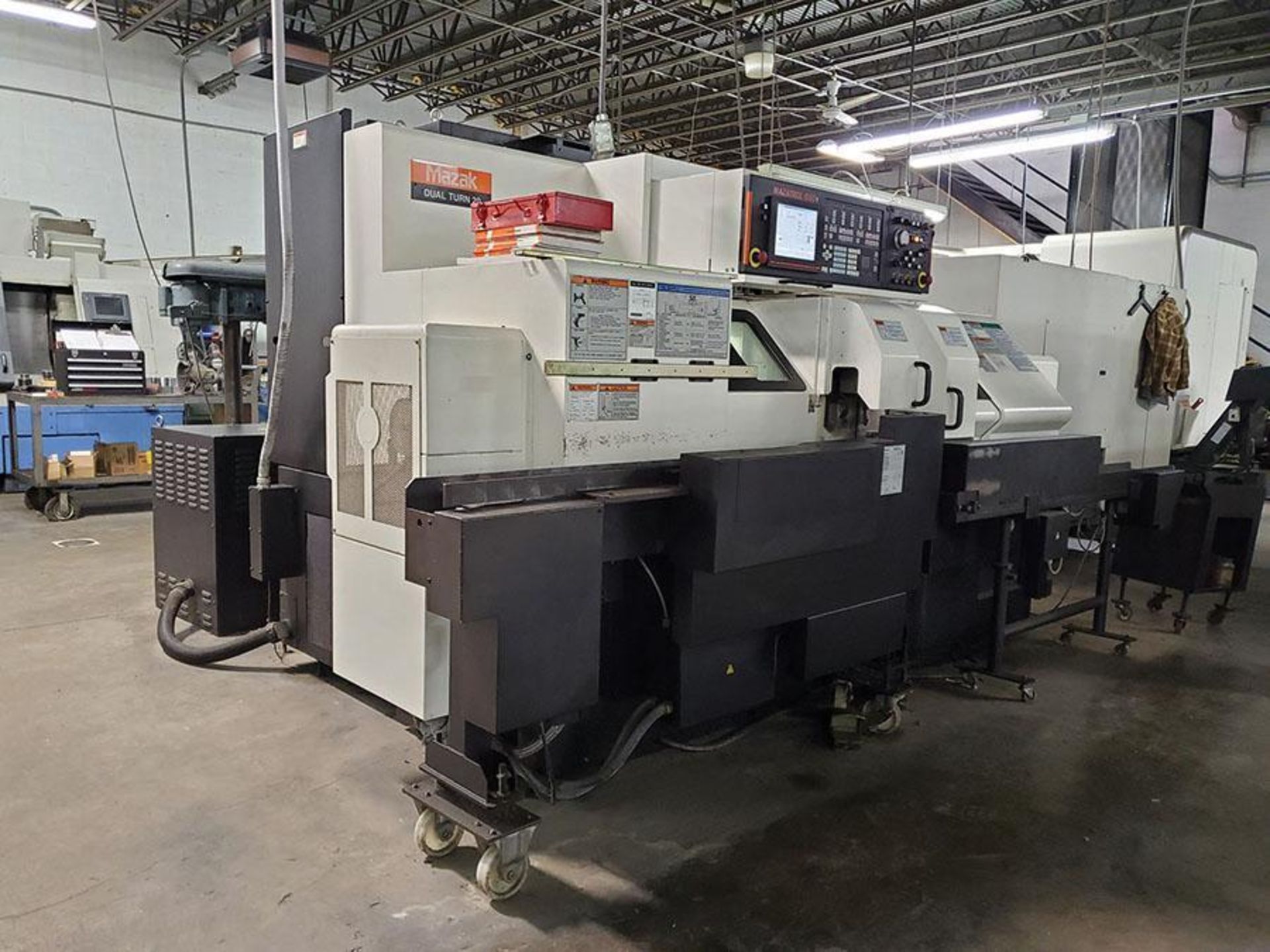 2011 MAZAK DUAL TURN 20 HORIZONTAL CNC TURNING CENTER, MAZATROL 640T CNC DRO CONTROL, INFEED/OUTFEED - Image 7 of 23