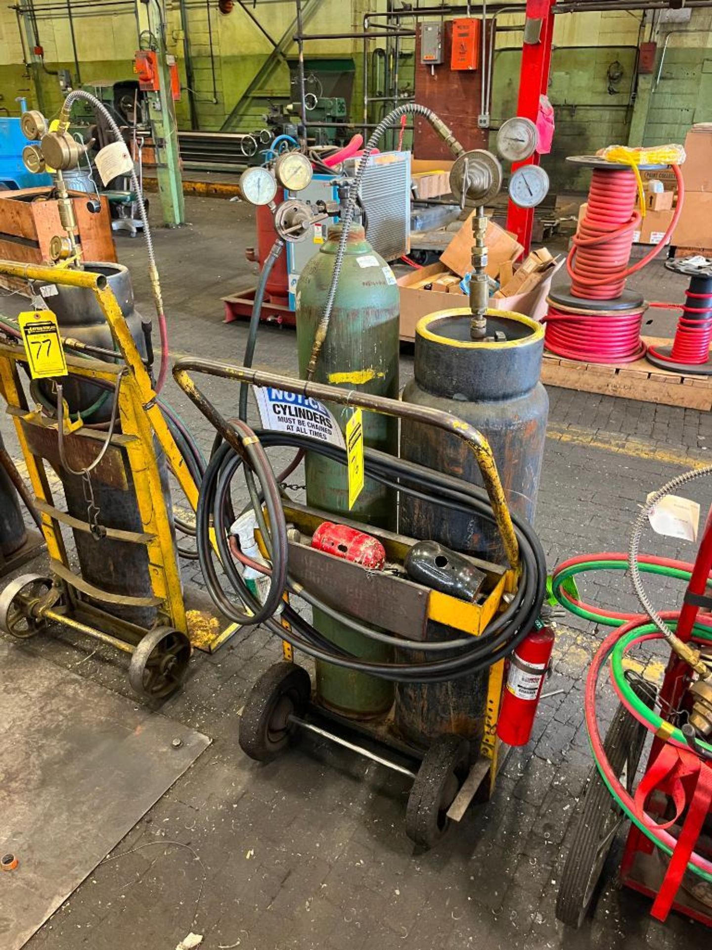 OXY-ACETYLENE CART, VICTOR REGULATORS, HOSES, TORCH