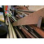 CANTILEVER RACK & CONTENT: COPPER TUBING, PIPE, ANGLE IRON, PVC PIPE, METAL FRAMING STUDS