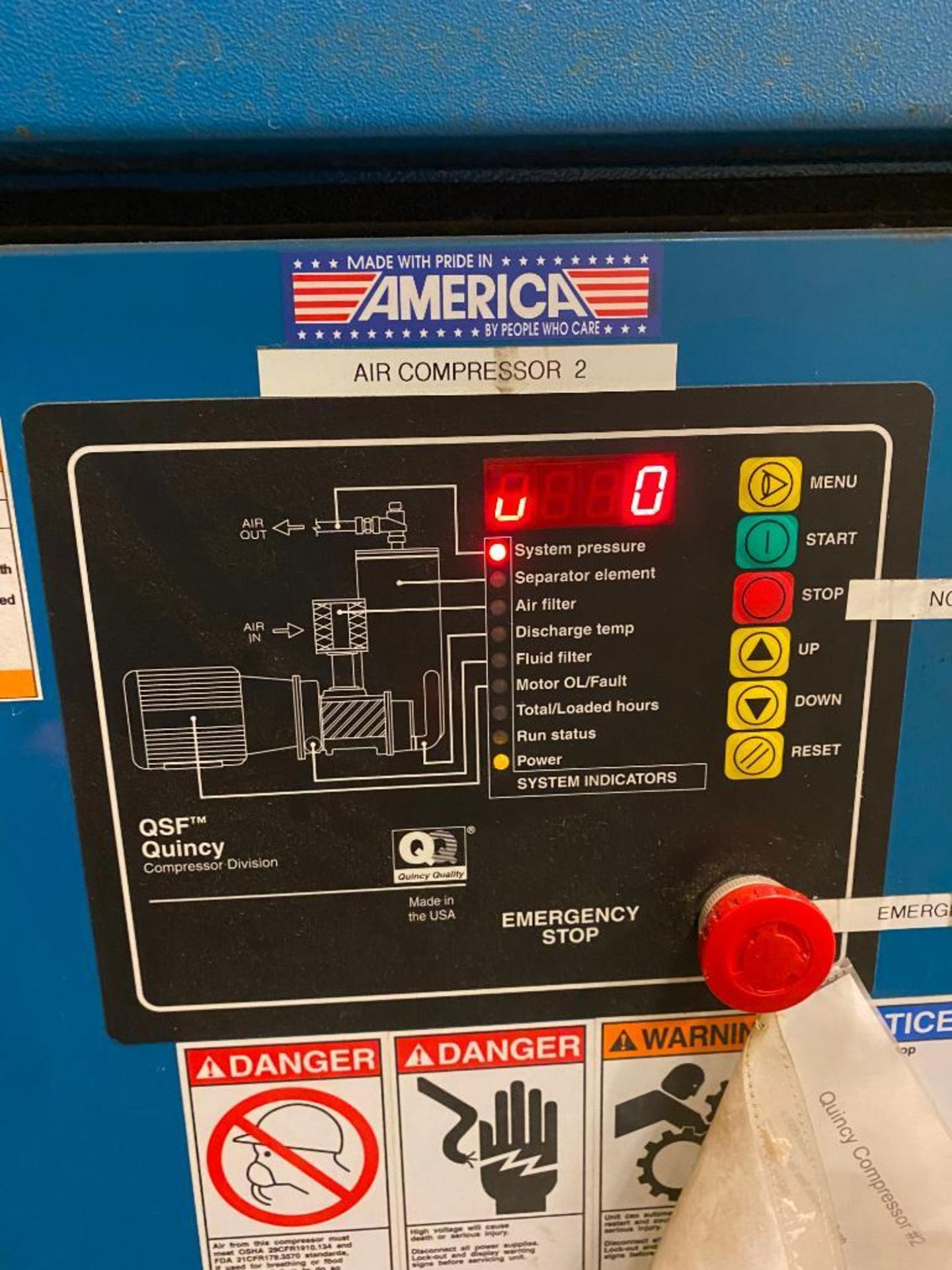 QUINCY QSF50-125 ROTARY SCREW AIR COMPRESSOR, 3,399 HOURS - Image 3 of 3