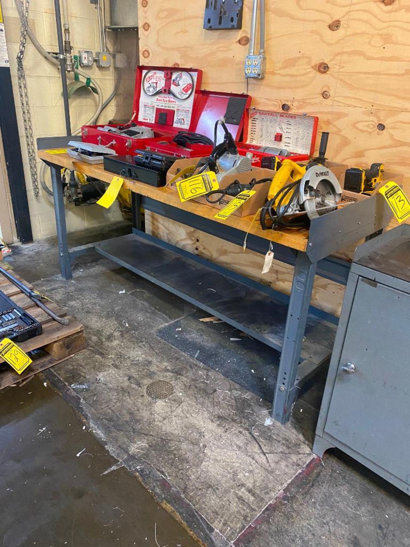 6' X 30" BUTCHER BLOCK WORKBENCH W/ CABINET