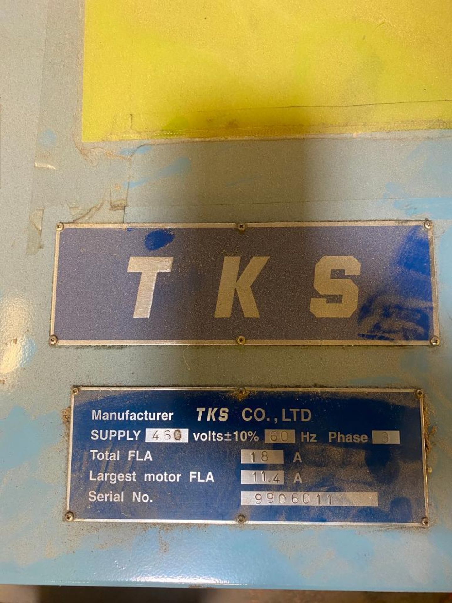 TKS CONTROL PANEL, 460 V, S/N 9906011 - Image 2 of 2