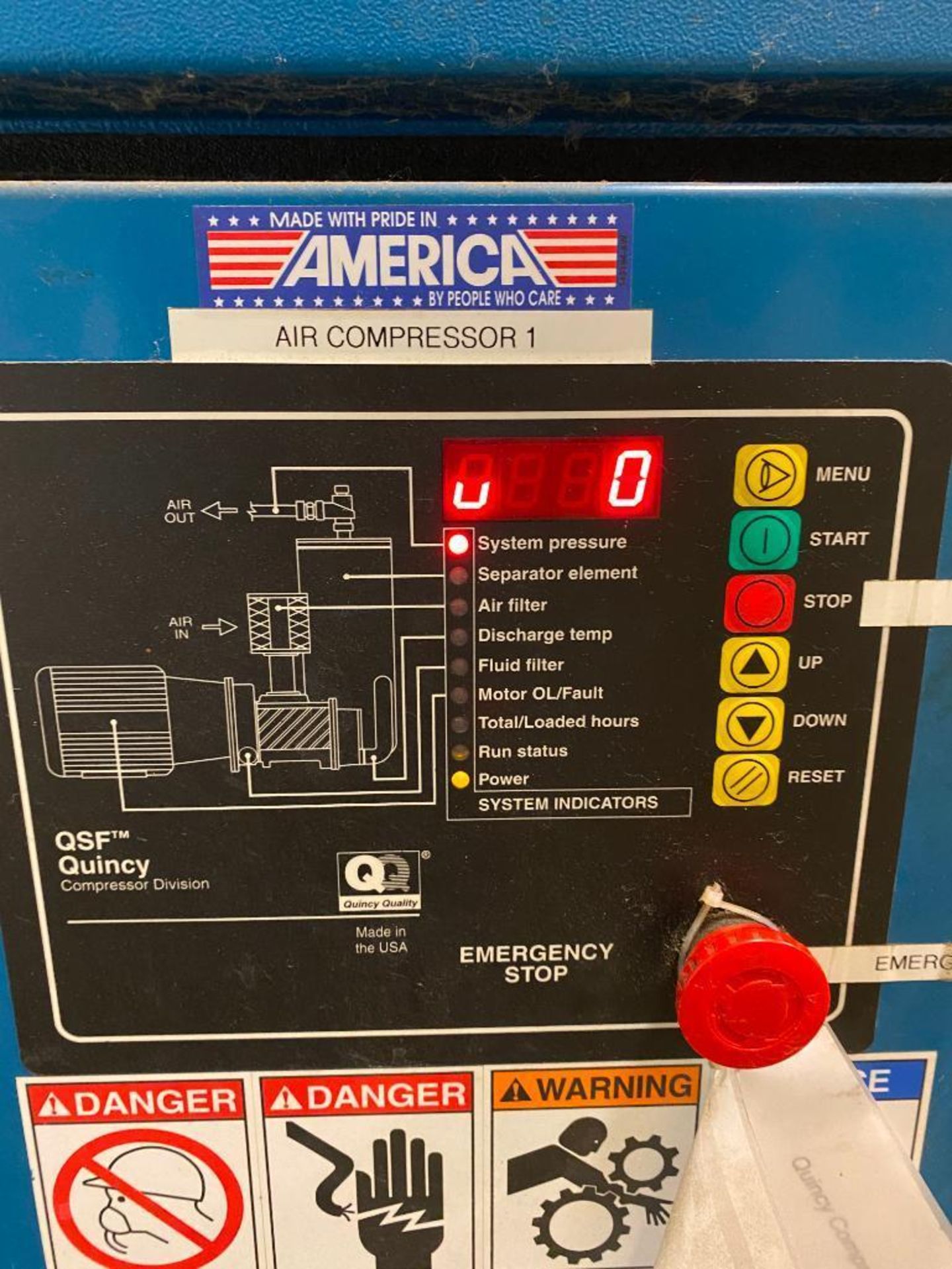 QUINCY QSF50-125 ROTARY SCREW AIR COMPRESSOR, 3,221 HOURS - Image 3 of 3