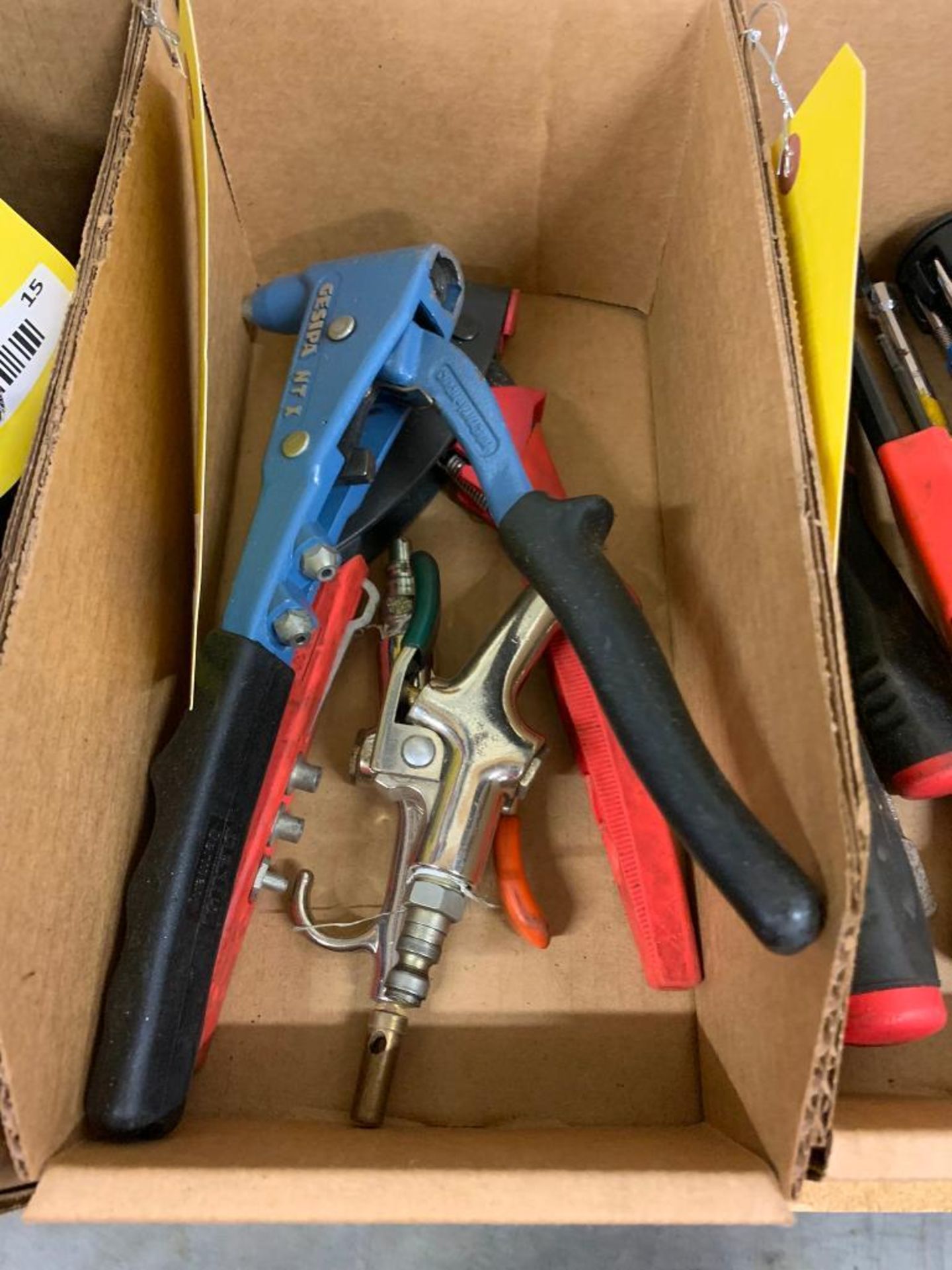 BOX W/ HAND RIVETERS, BLOW GUNS