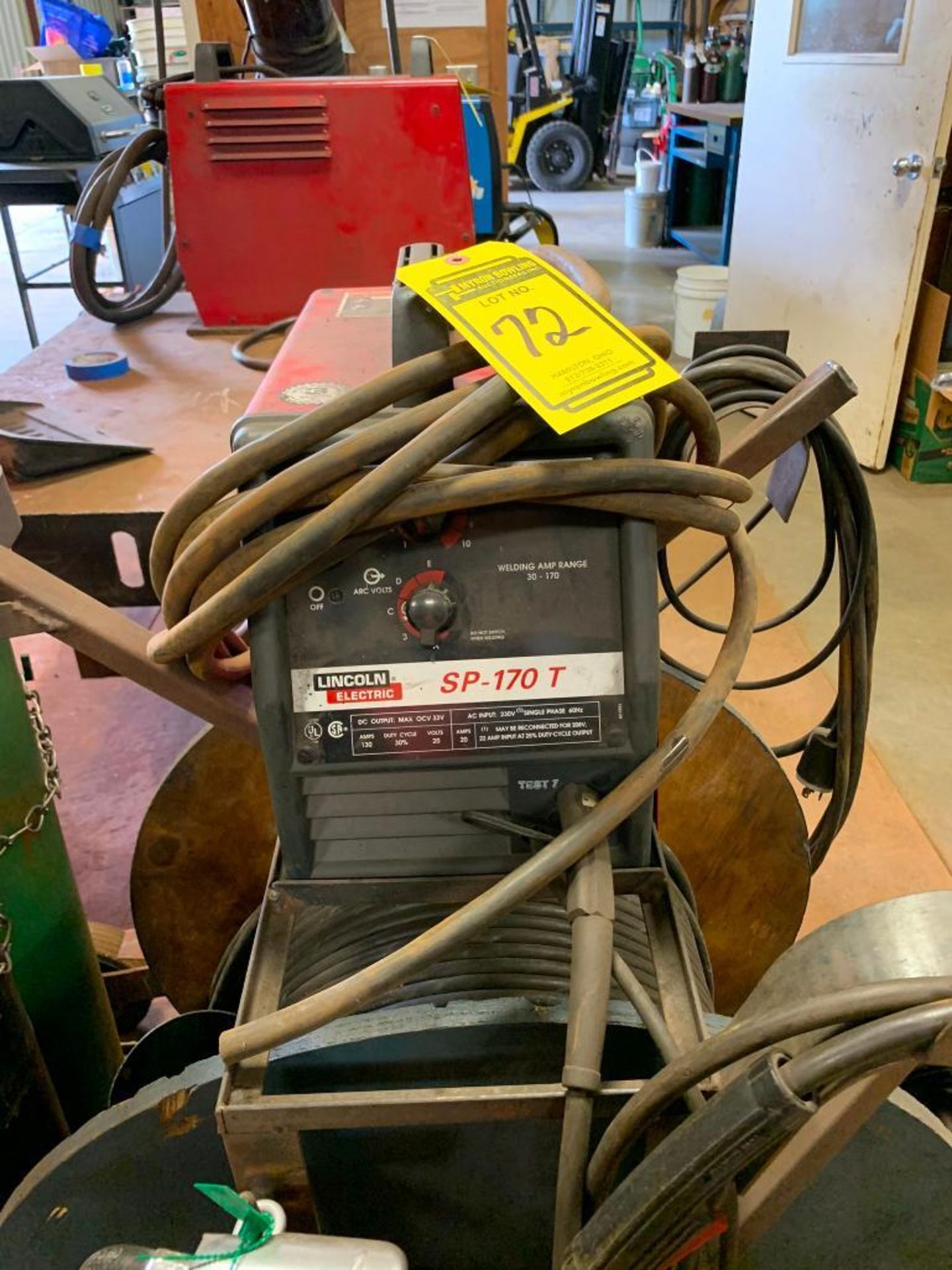 LINCOLN ELECTRIC SP-170 T WELDER, 230 V, SINGLE PHASE, S/N 10272N1970200425, TORCH GAUGES, HOSE, STR - Image 2 of 3