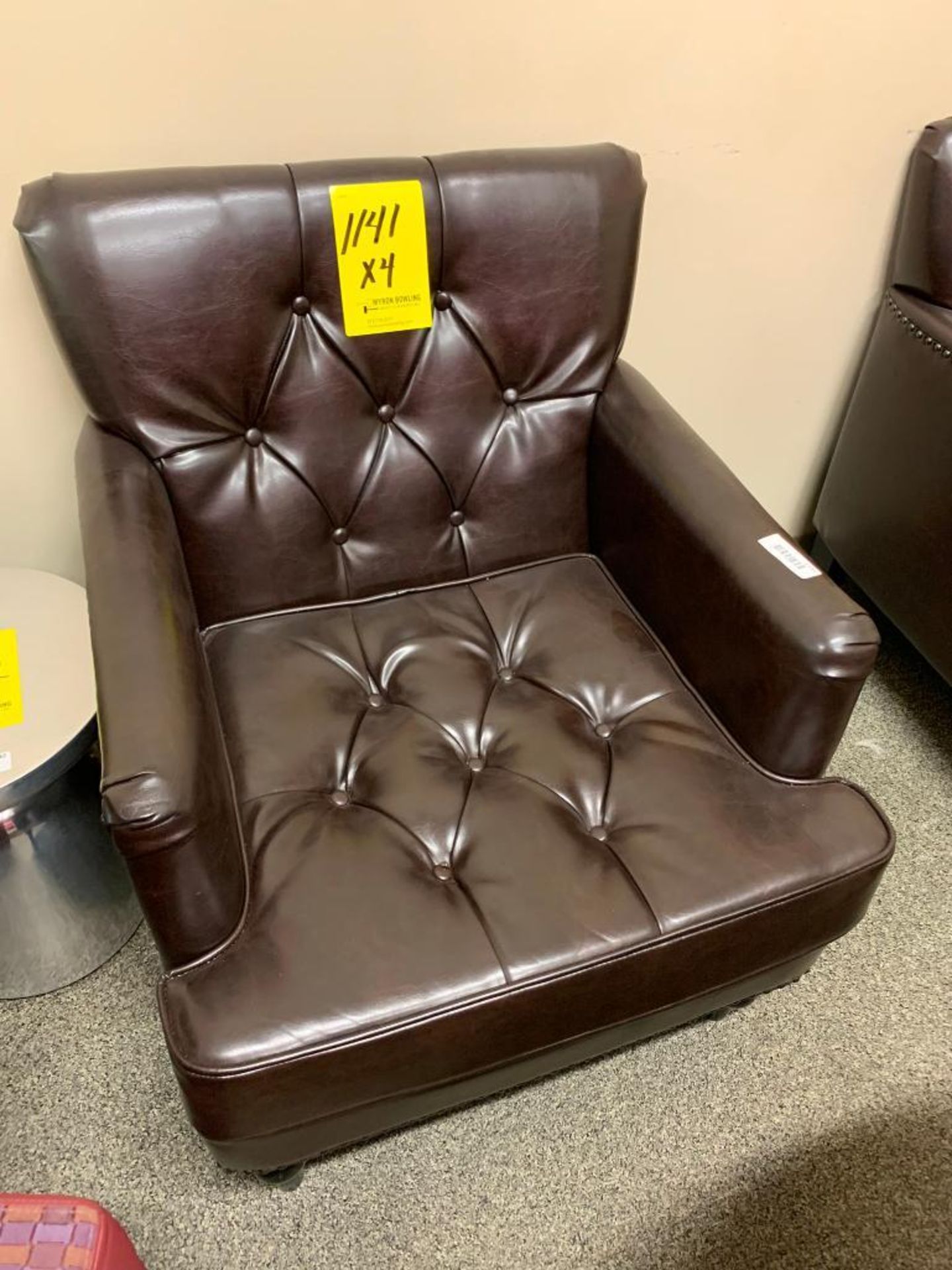 (4) DARK BURGUNDY NAIL BACK CHAIRS