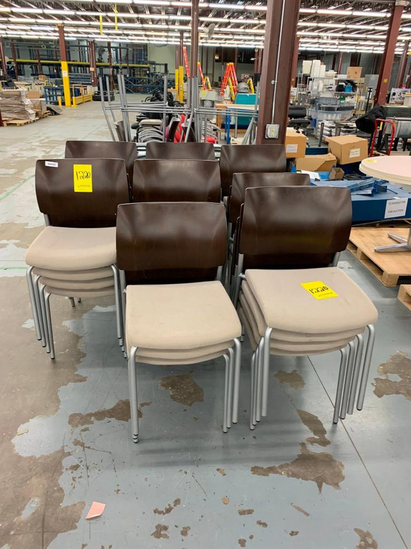 (44) TAN WOOD BACK CHAIRS