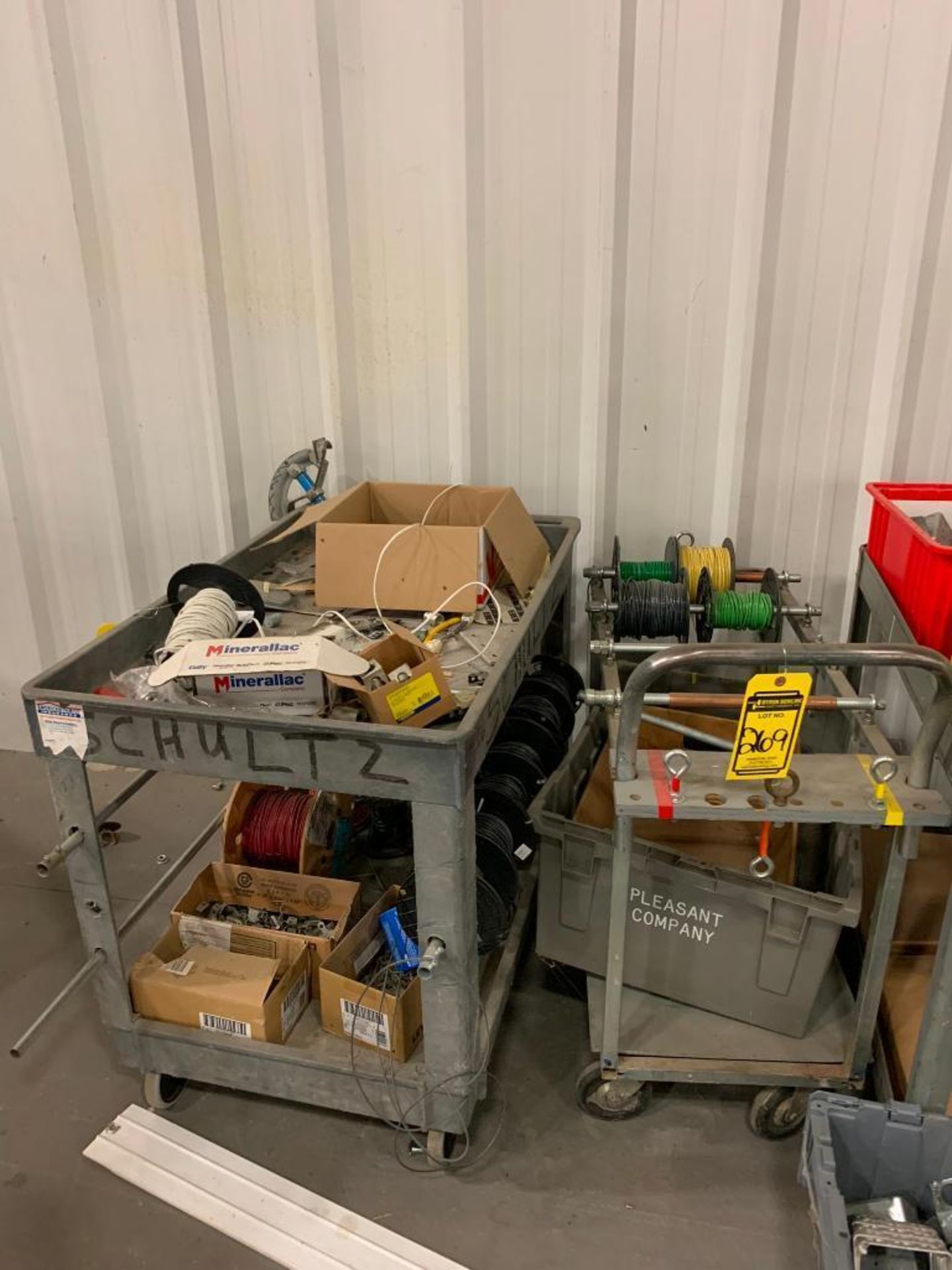 ELECTRICAL SUPPLIES/ PLANT SUPPORT W/ SPOOL CART, OTHER ASSORTED CARTS W/ CONTENT - Image 3 of 4