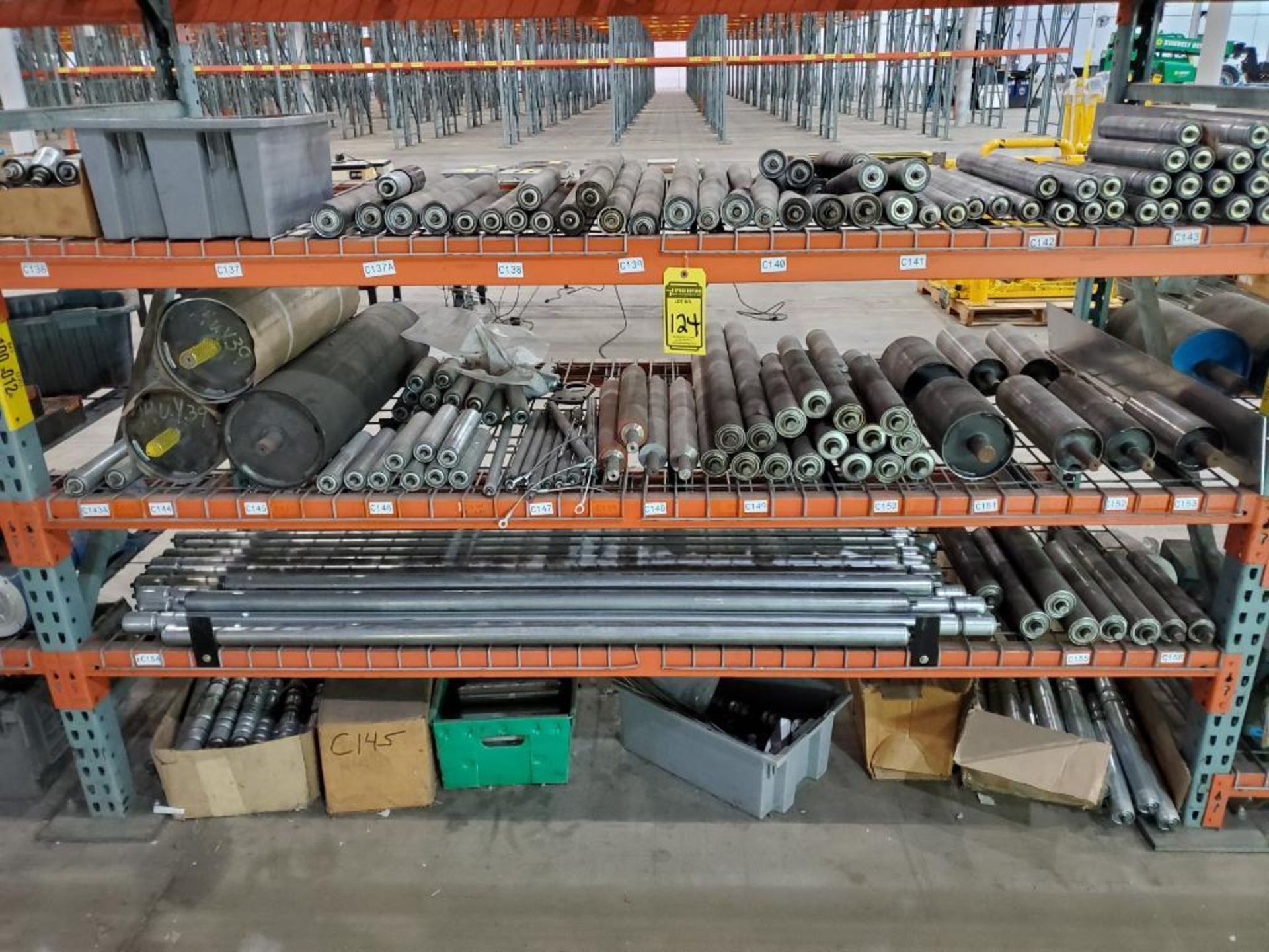 (4) SHELVES OF ASSORTED CONVEYOR ROLLERS & BELT DRIVE DRUMS - Image 5 of 12