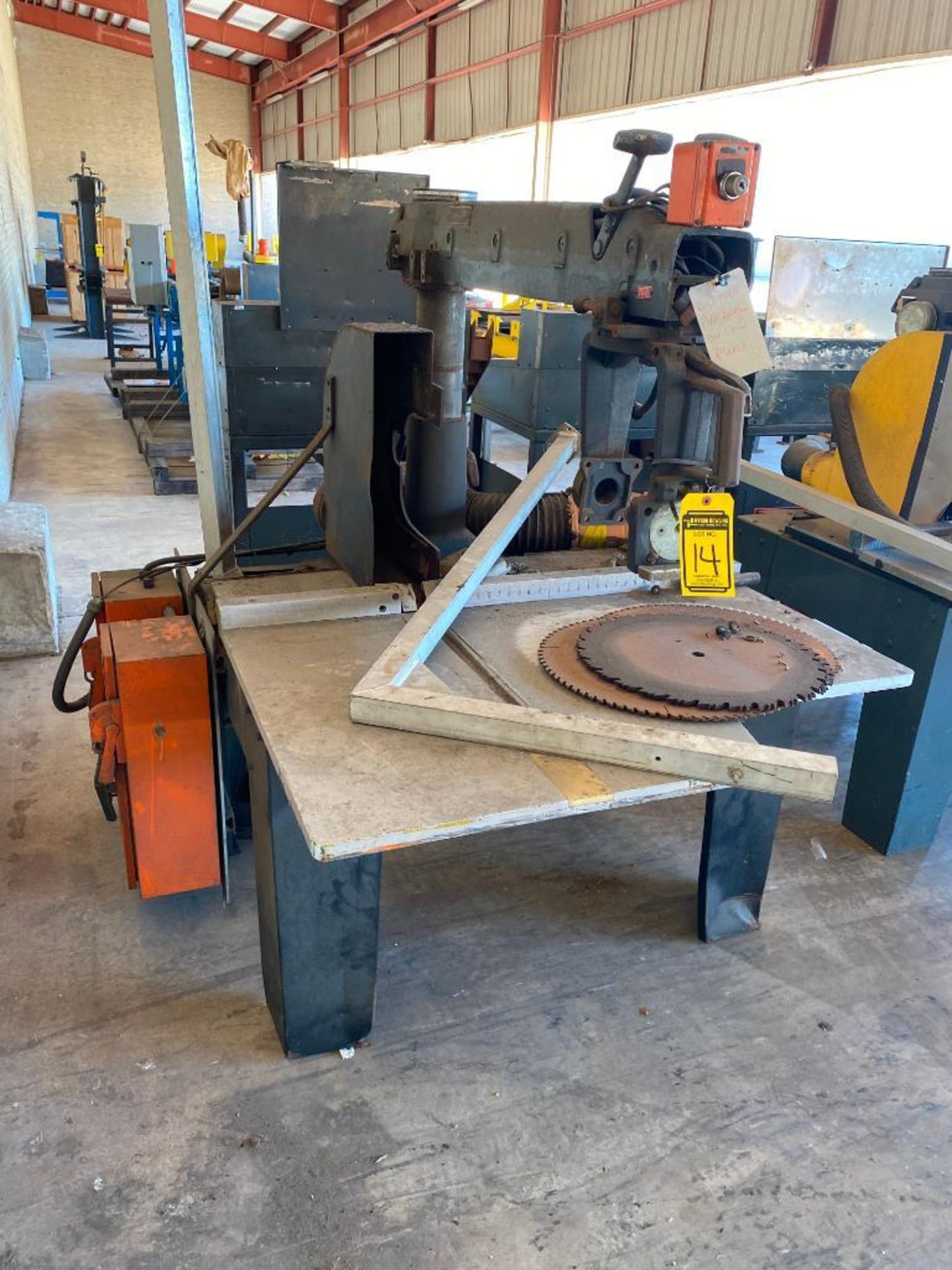 THE ORIGINAL RADIAL ARM SAW, MODEL 3558, 50" SLIDE, 50" X 30" TABLE, ELECTRICAL SHUT OFF BOXES (NO M - Image 2 of 2