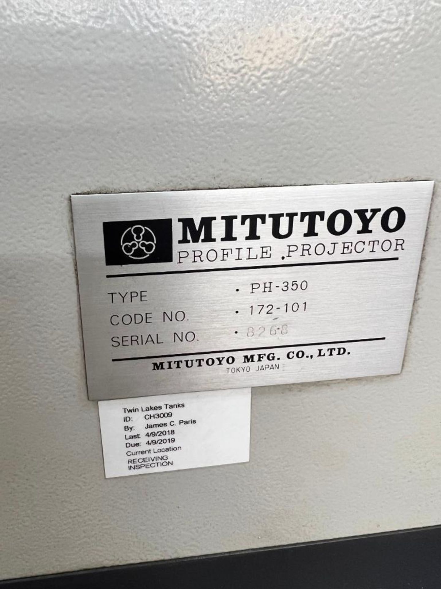 MITUTOYO PROFILE PROJECTOR, TYPE PH-350, S/N 8268, CODE NO. 172-101, W/ CART - Image 7 of 8
