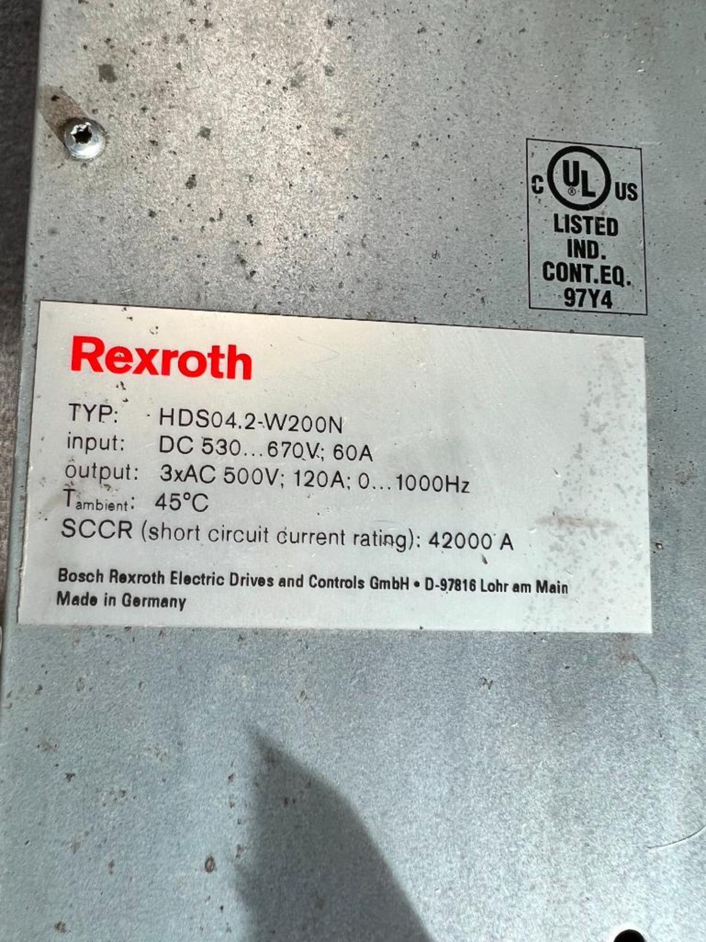REXROTH DRIVE, TYPE HDS014.2-W200N, INPUT: DC 530, 670 V, 60A - Image 2 of 2