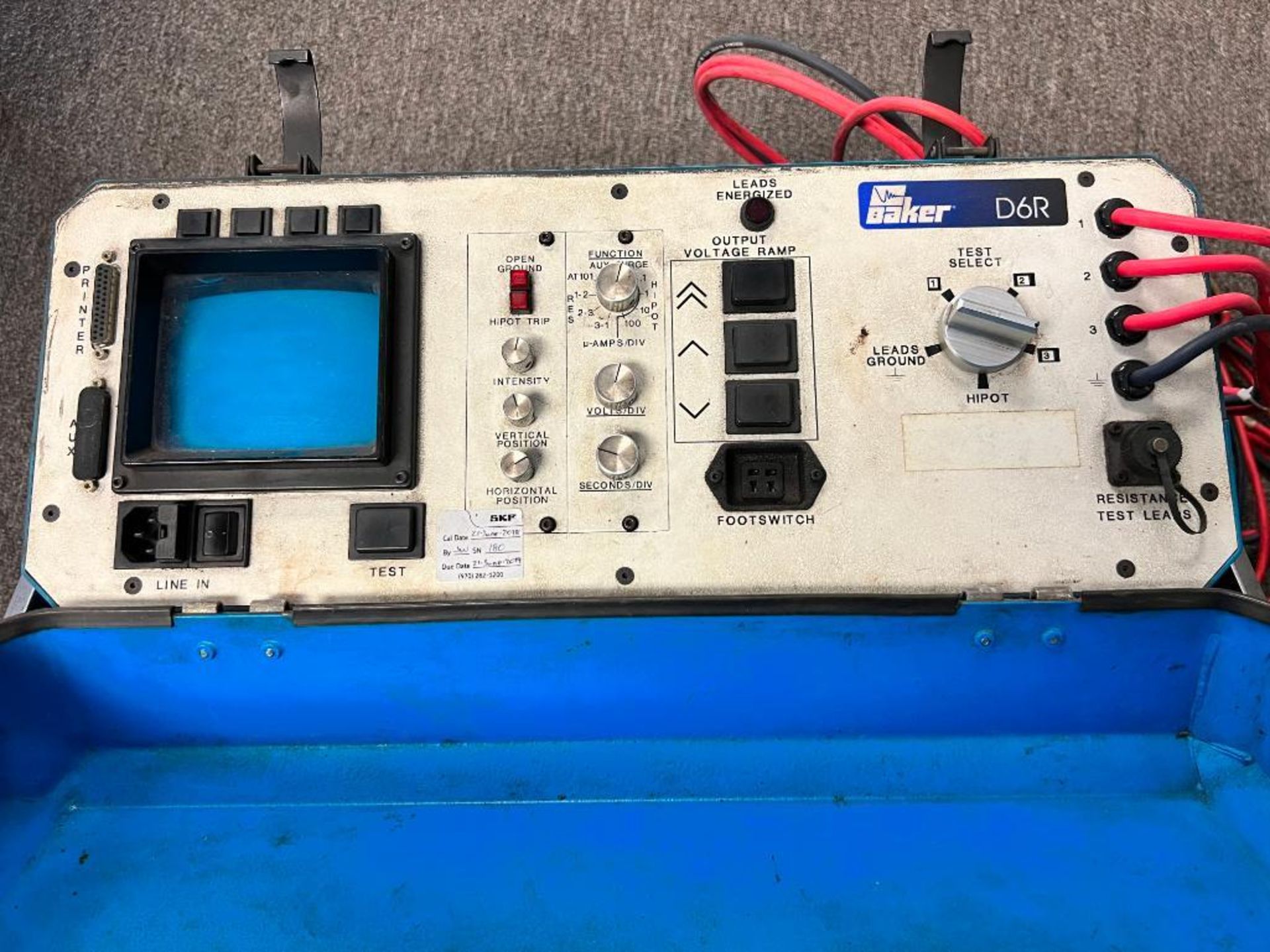 BAKER D6R MOTOR SURGE TESTER, PRODUCT 99-D206-00E ENG T1000, MODEL D6R, S/N 180